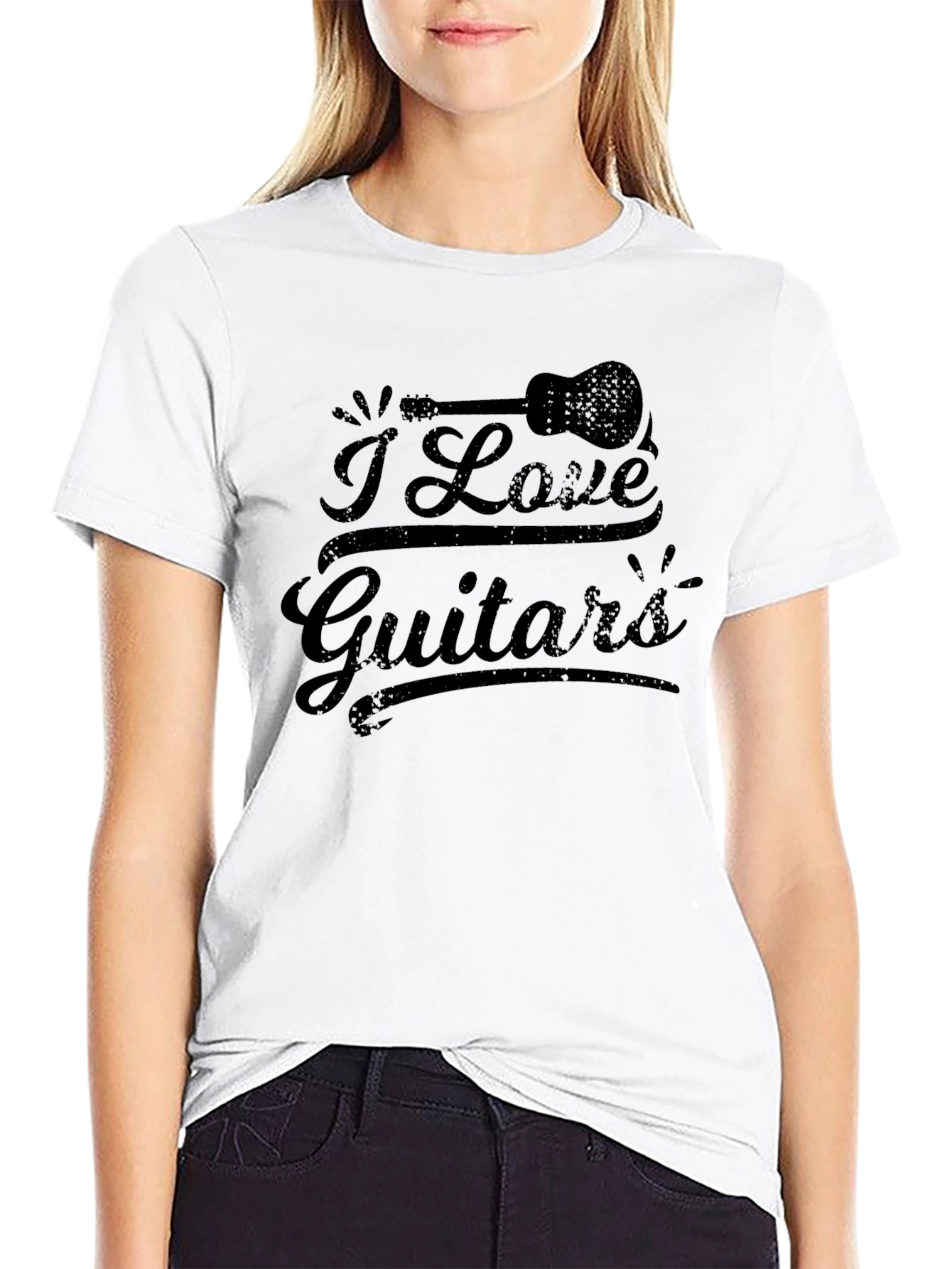 I Love Guitars Graphic Tee - Black Cotton T-Shirt