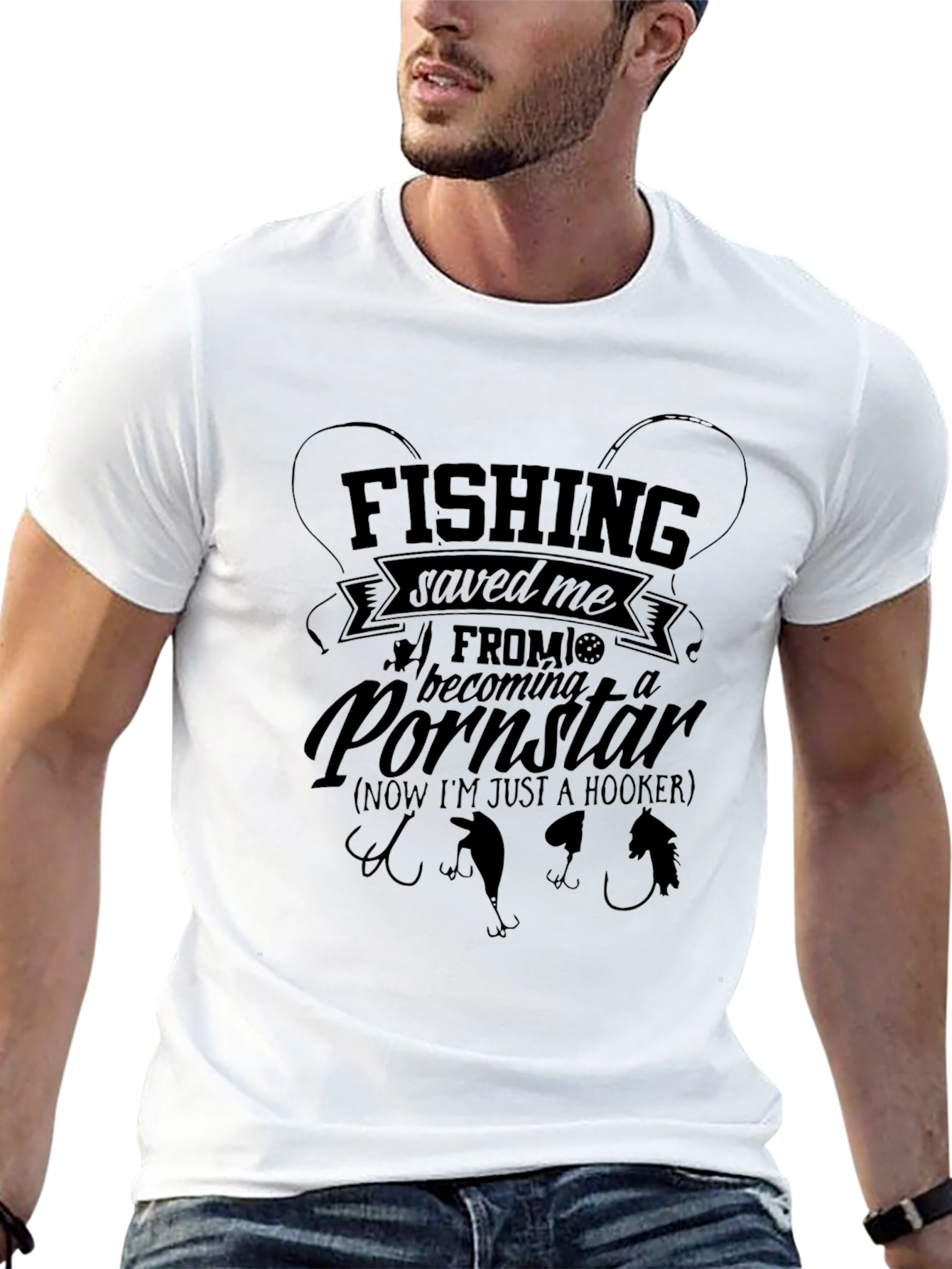 Fishing Saved Me T-Shirt - Hooker Joke Tee