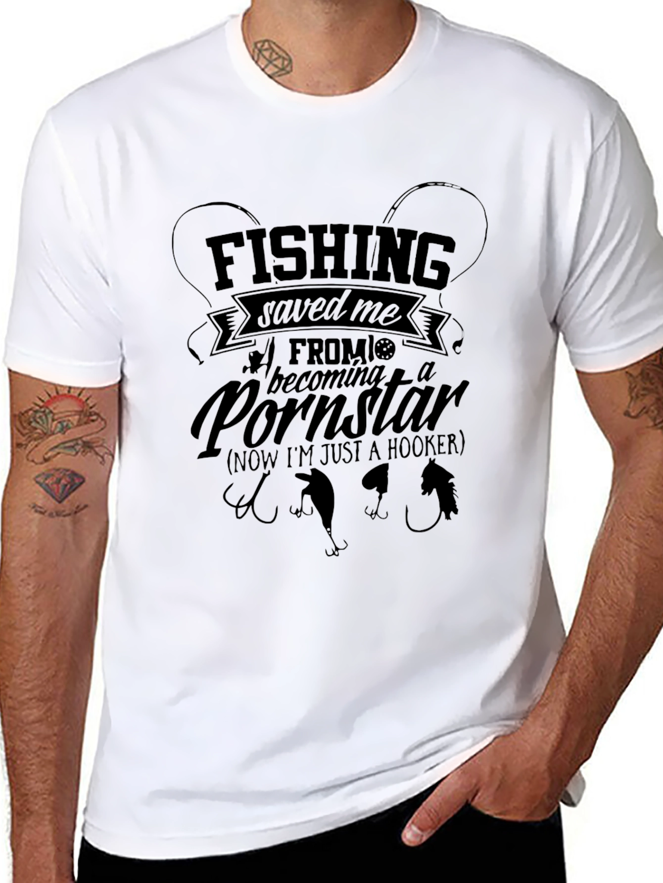 Fishing Saved Me T-Shirt - Hooker Joke Tee