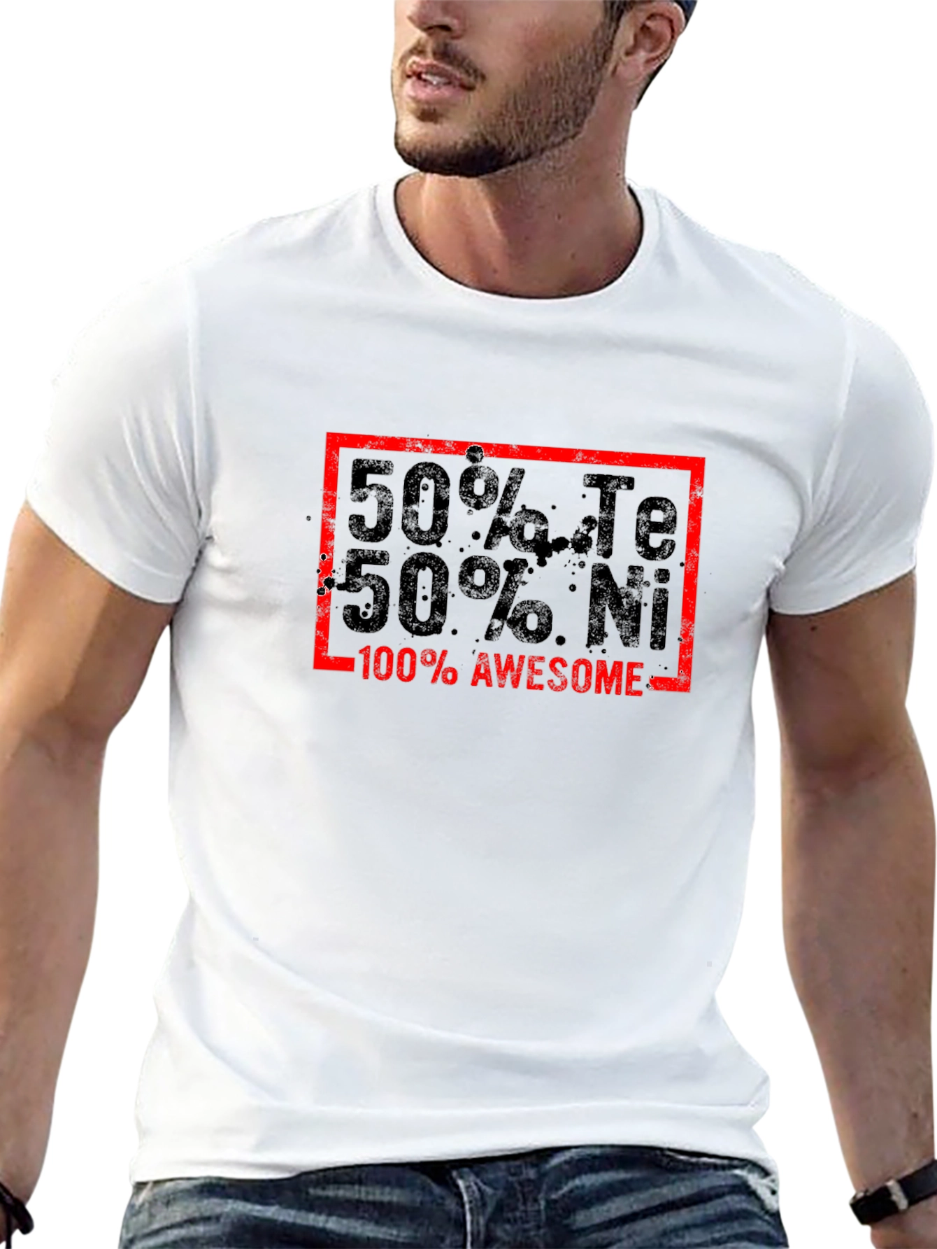 Awesome 50% Te 50% Ni Graphic T-Shirt