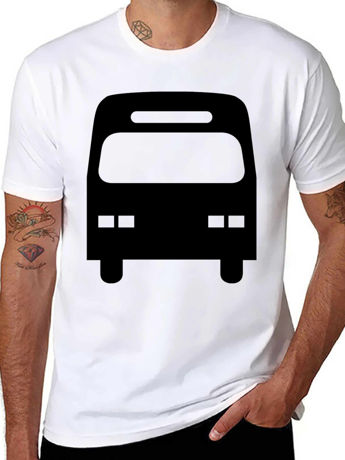 Black Bus Graphic Tee - Mens Casual T-Shirt