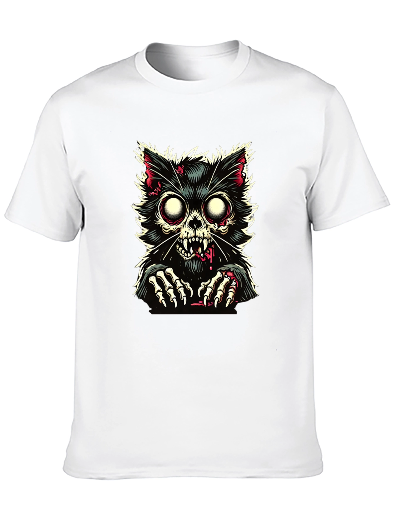 Zombie Cat Graphic T-Shirt - Creepy Cool