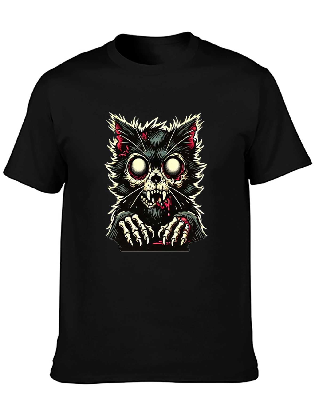 Zombie Cat Graphic T-Shirt - Creepy Cool