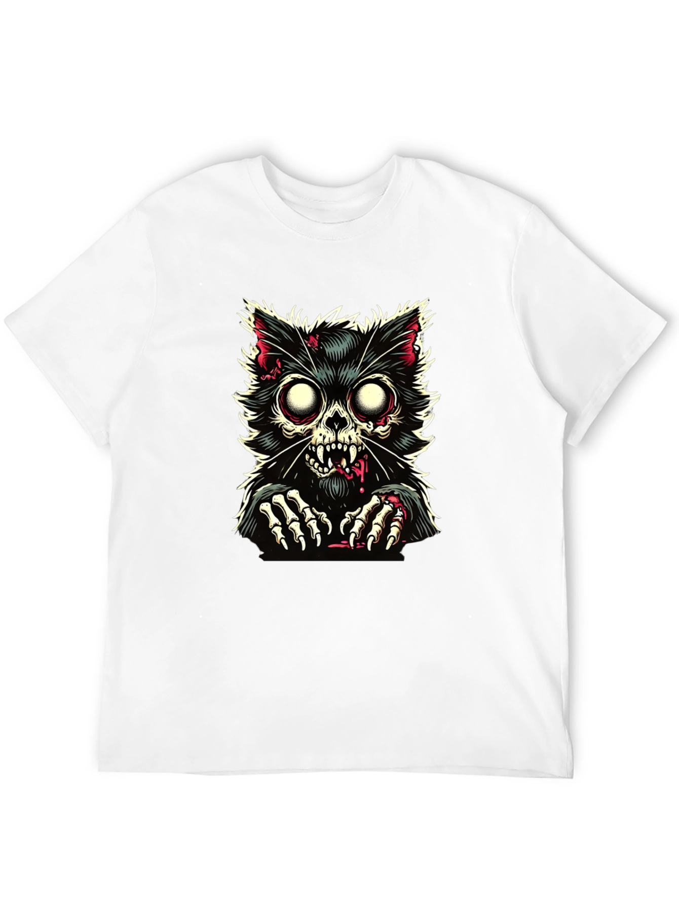 Zombie Cat Graphic T-Shirt - Creepy Cool