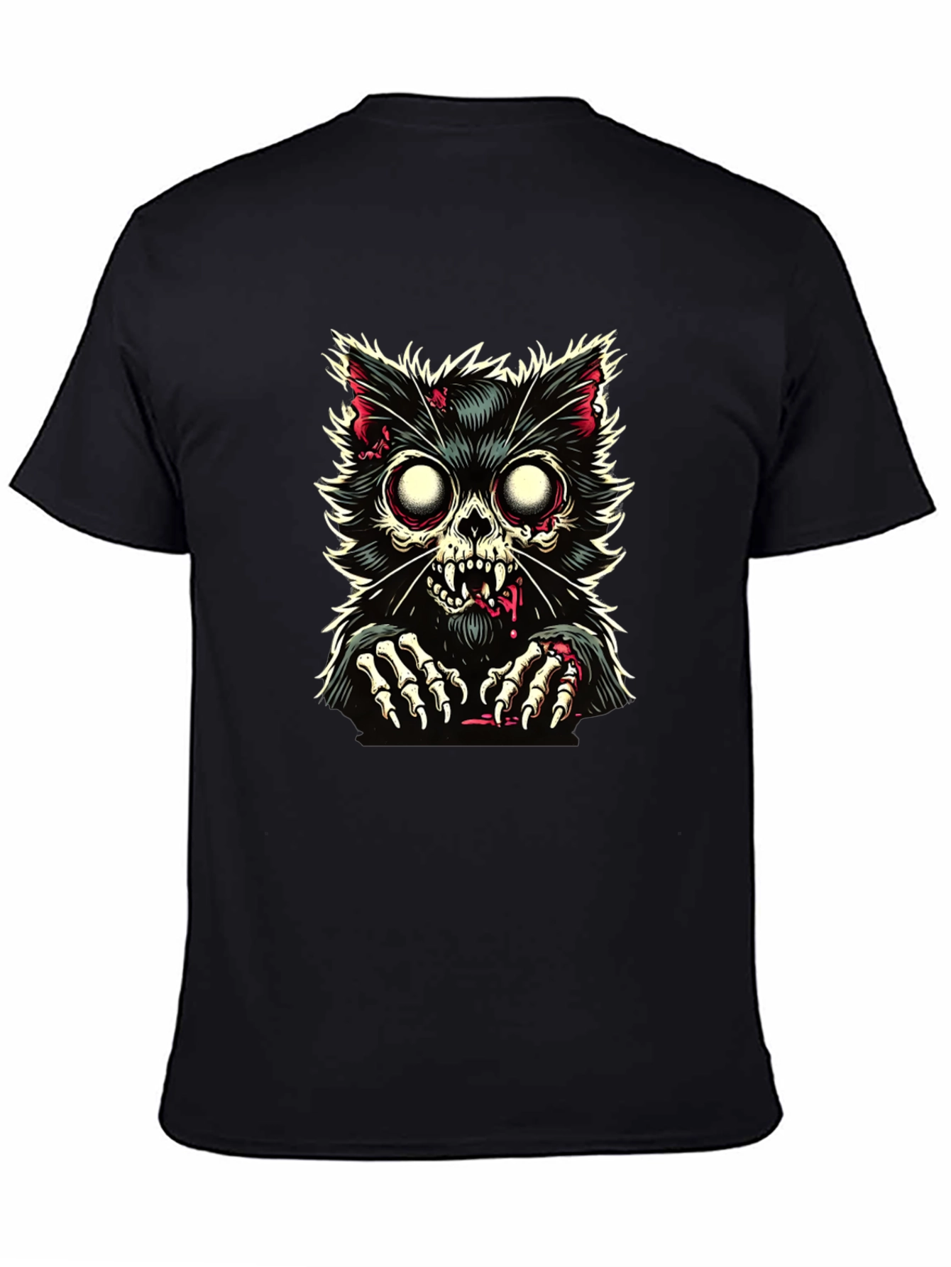 Zombie Cat Graphic T-Shirt - Creepy Cool