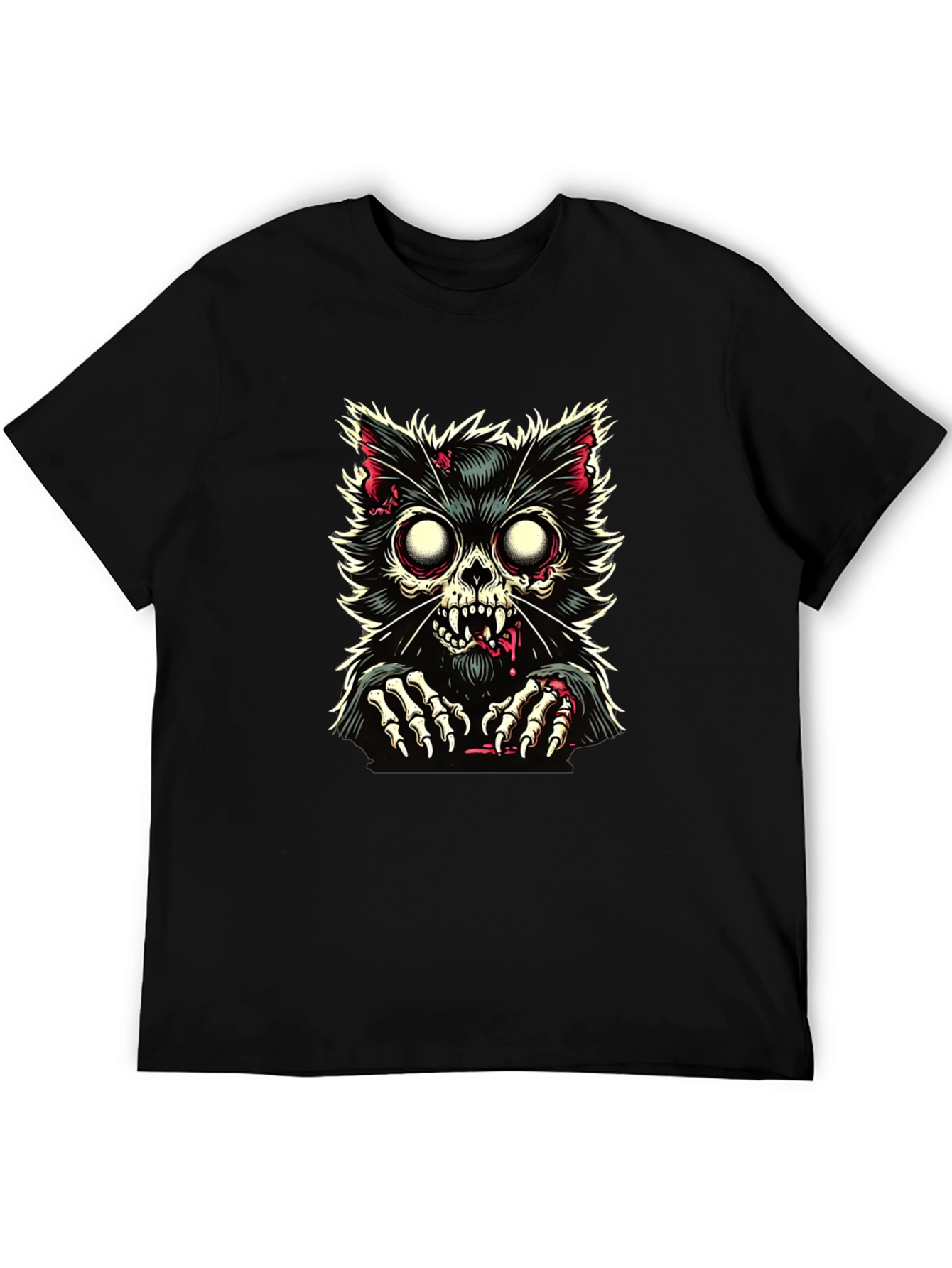Zombie Cat Graphic T-Shirt - Creepy Cool