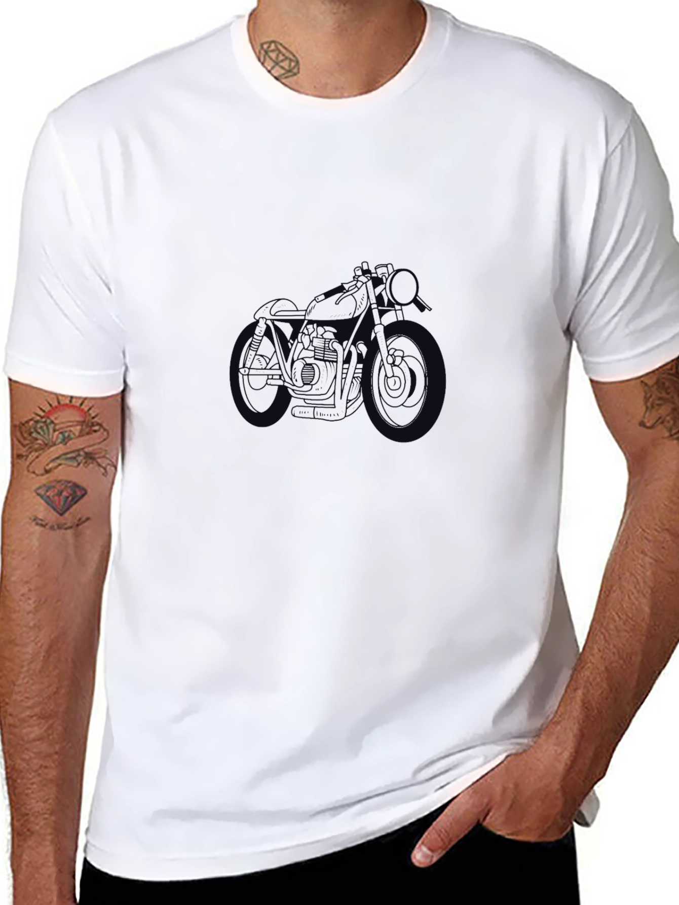 Black Motorcycle Graphic Tee - Stylish Rider Apparel