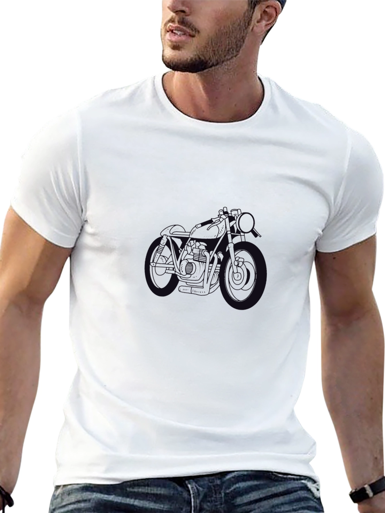Black Motorcycle Graphic Tee - Stylish Rider Apparel