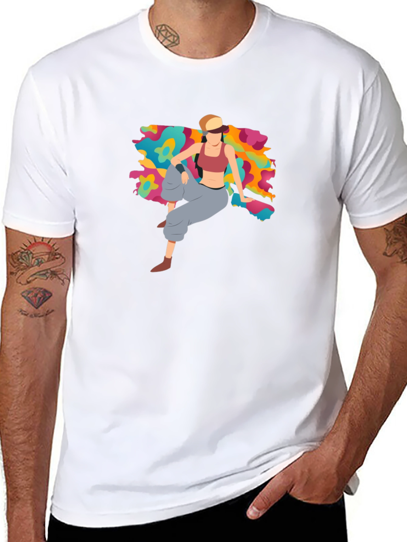 Trendy Graphic Tee - Abstract Woman Design