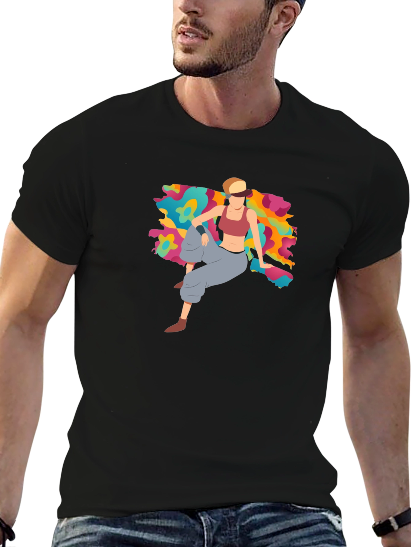 Trendy Graphic Tee - Abstract Woman Design