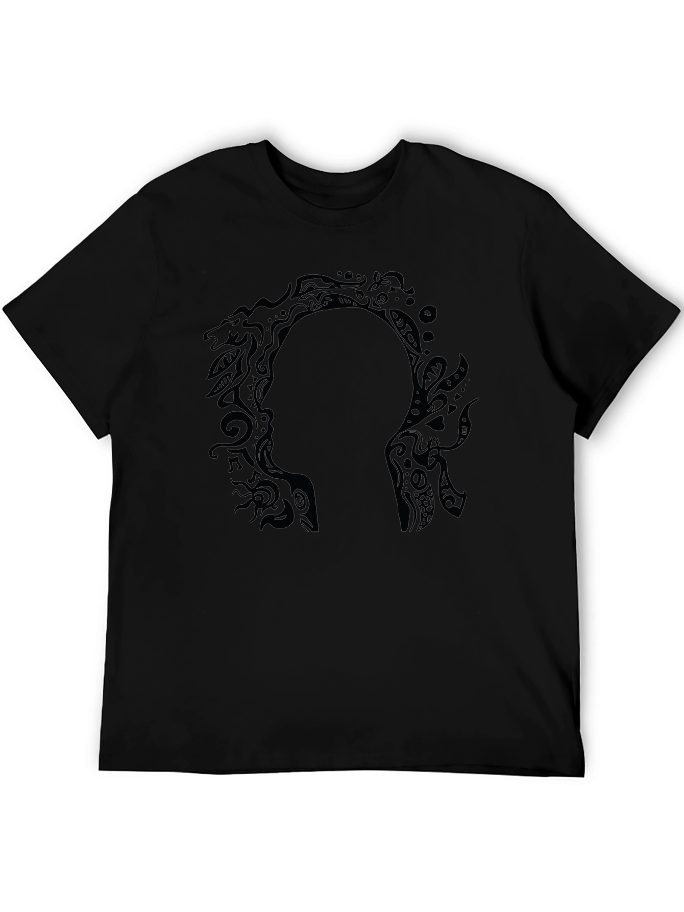 Abstract Silhouette Graphic Black T-Shirt
