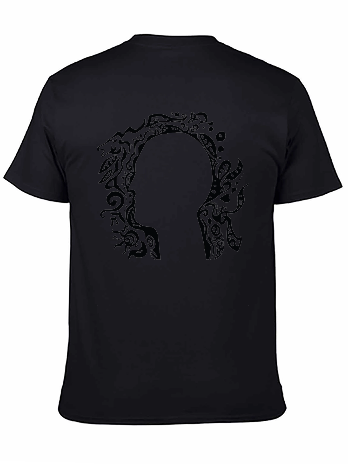 Abstract Silhouette Graphic Black T-Shirt