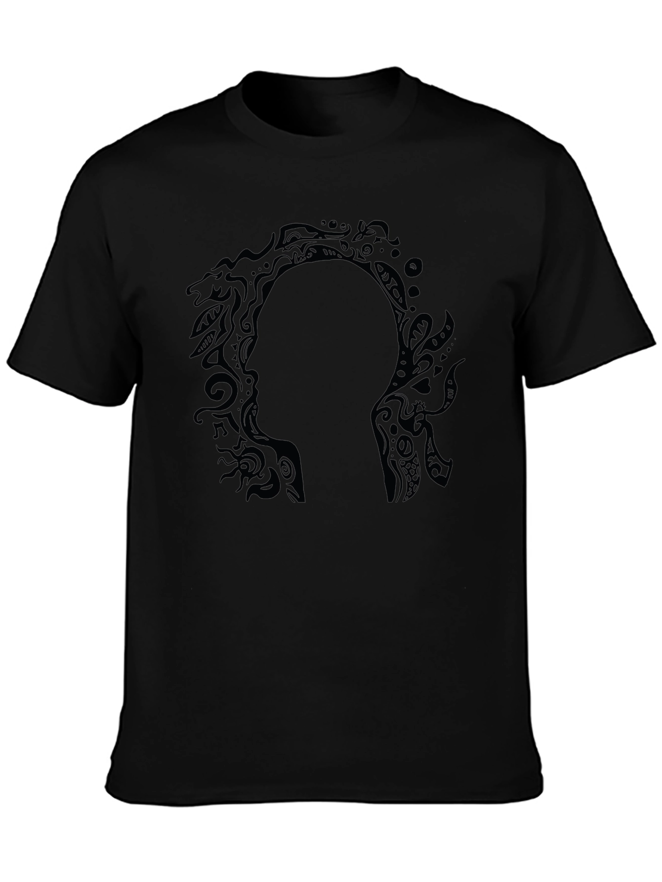 Abstract Silhouette Graphic Black T-Shirt