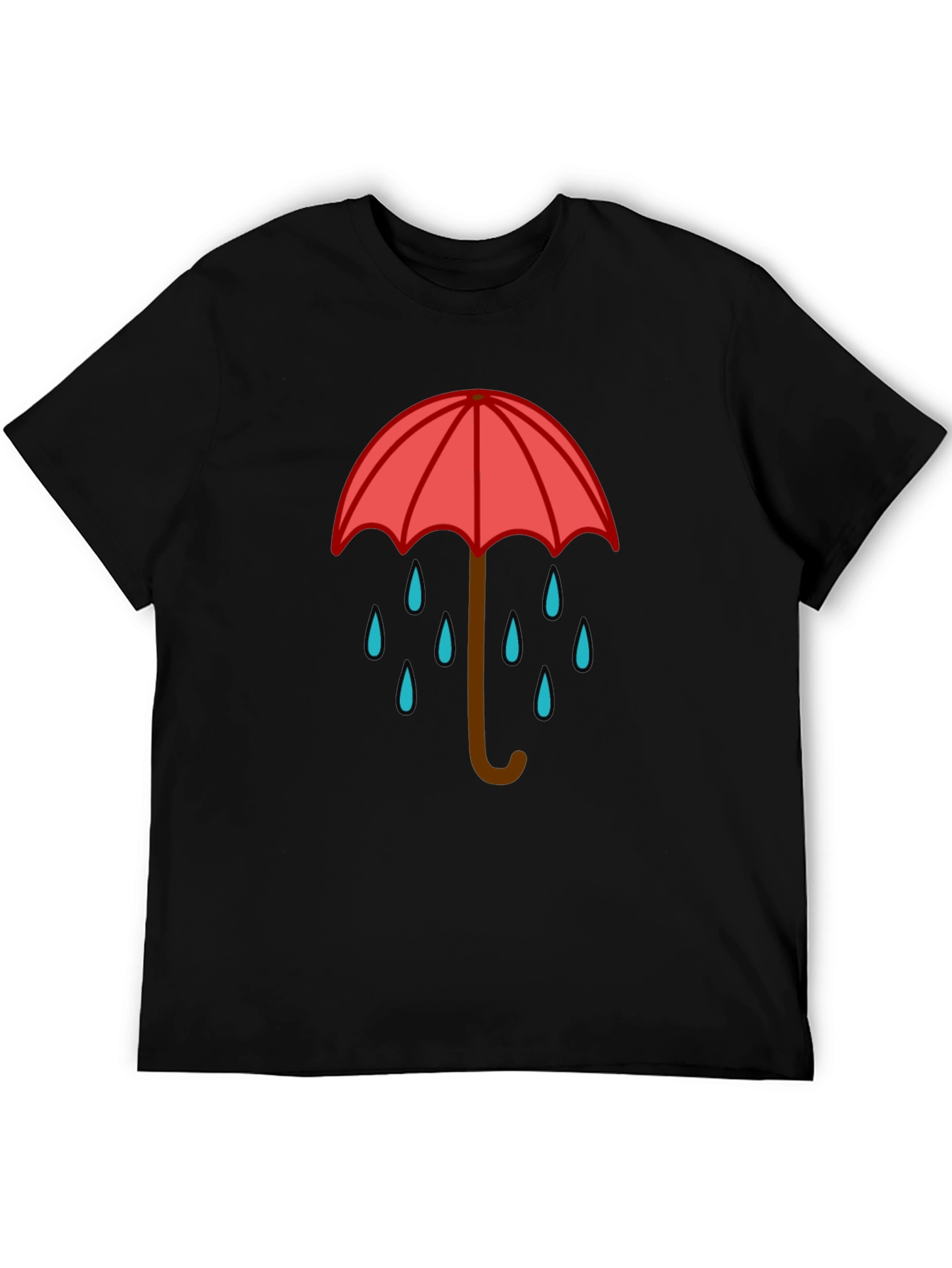 Rainy Day Umbrella Graphic Tee - Black Casual T-Shirt