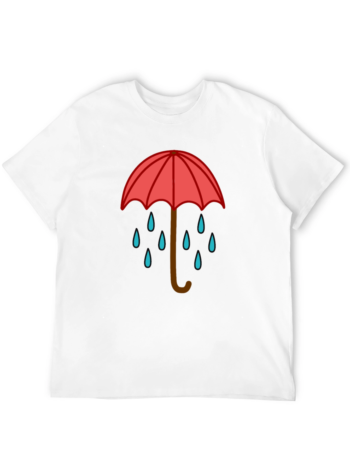 Rainy Day Umbrella Graphic Tee - Black Casual T-Shirt