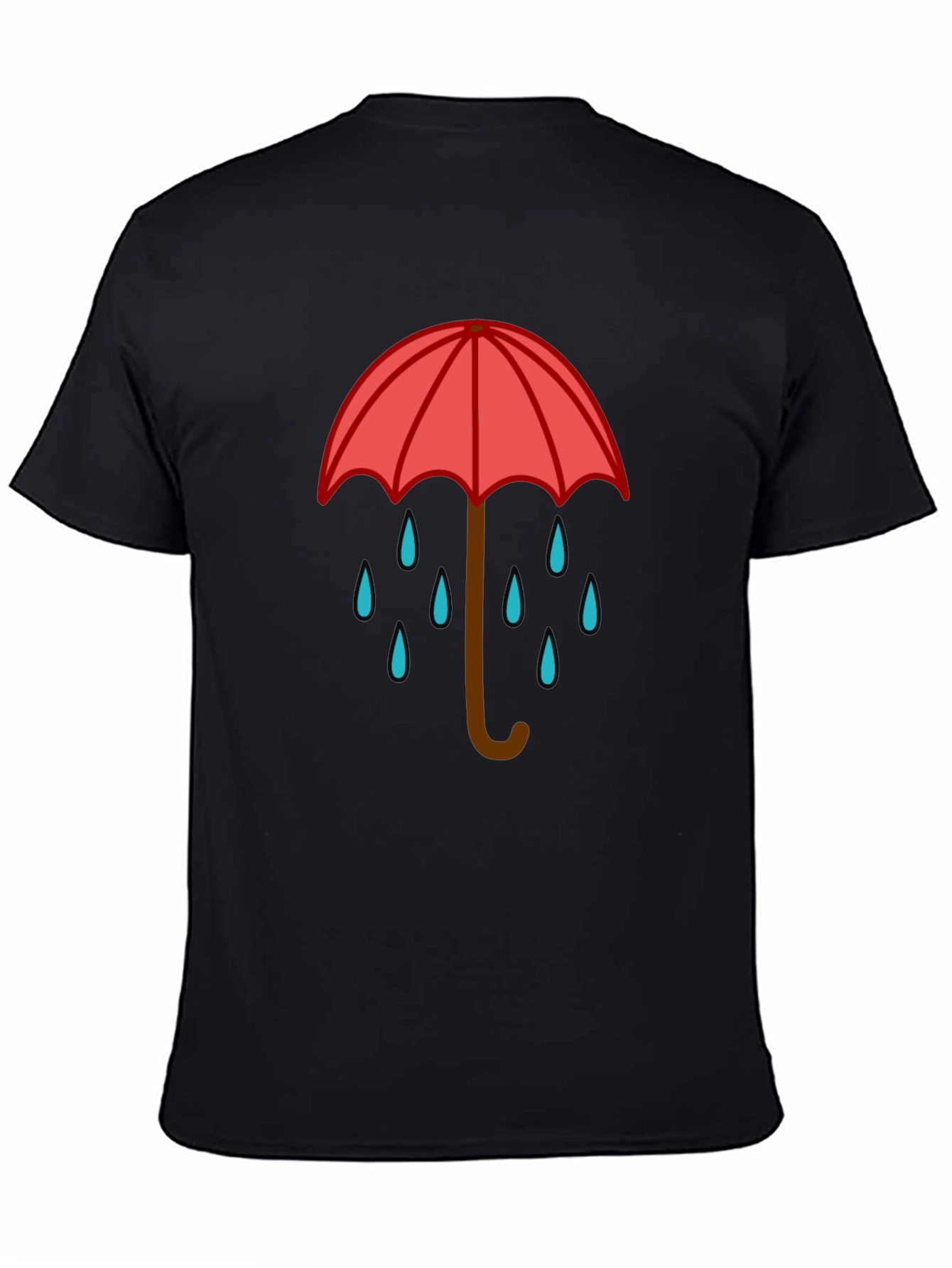Rainy Day Umbrella Graphic Tee - Black Casual T-Shirt