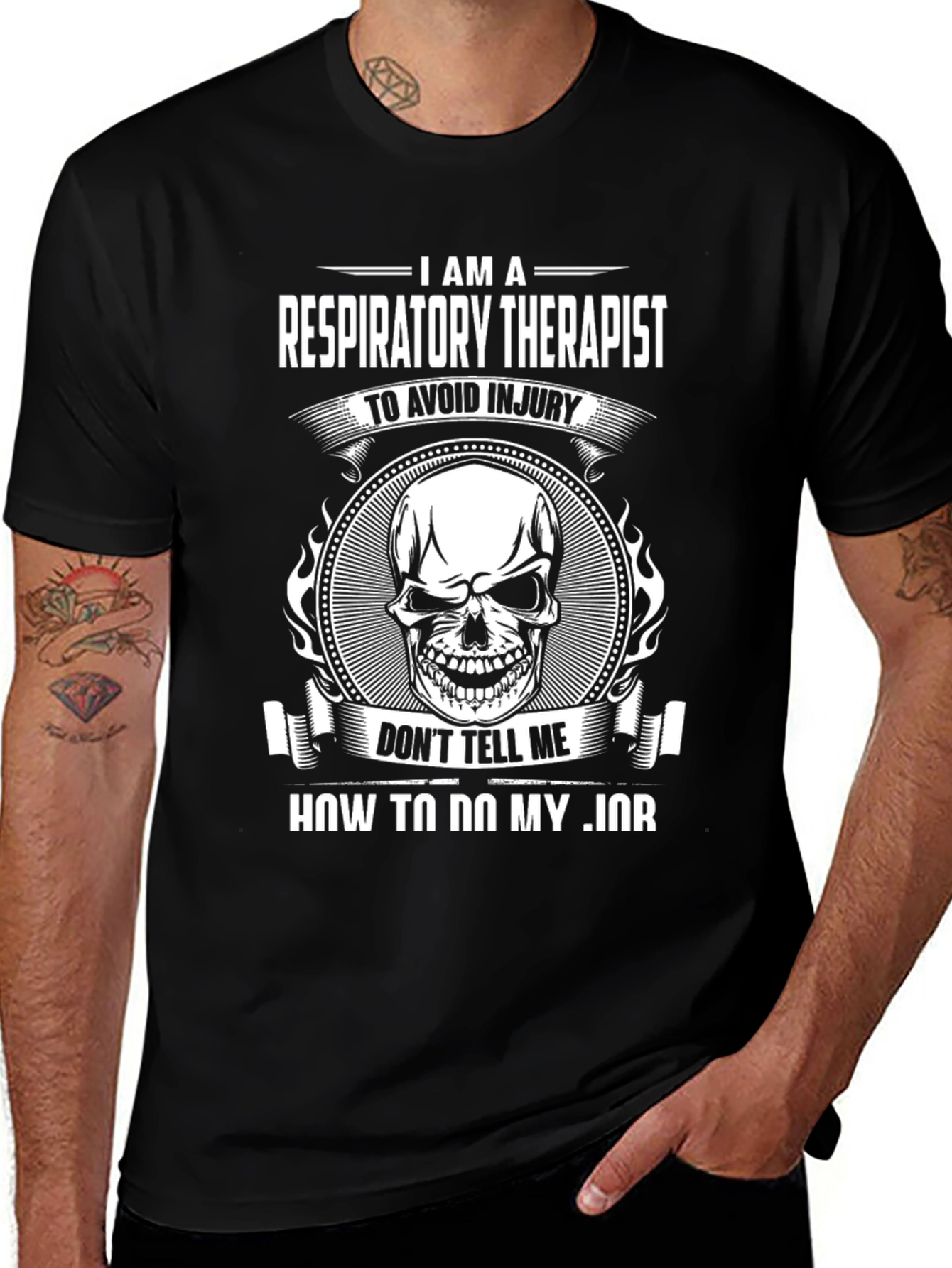 Respiratory Therapist Skull Graphic T-Shirt