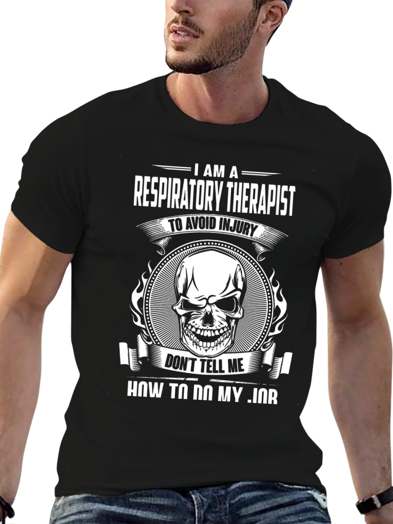 Respiratory Therapist Skull Graphic T-Shirt