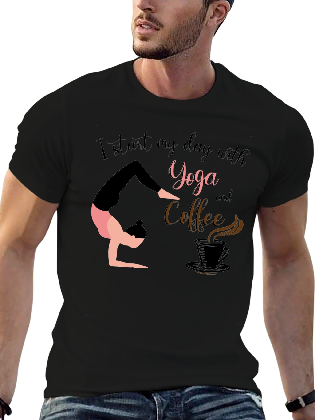 Yoga & Coffee T-Shirt - Start Your Day Right!