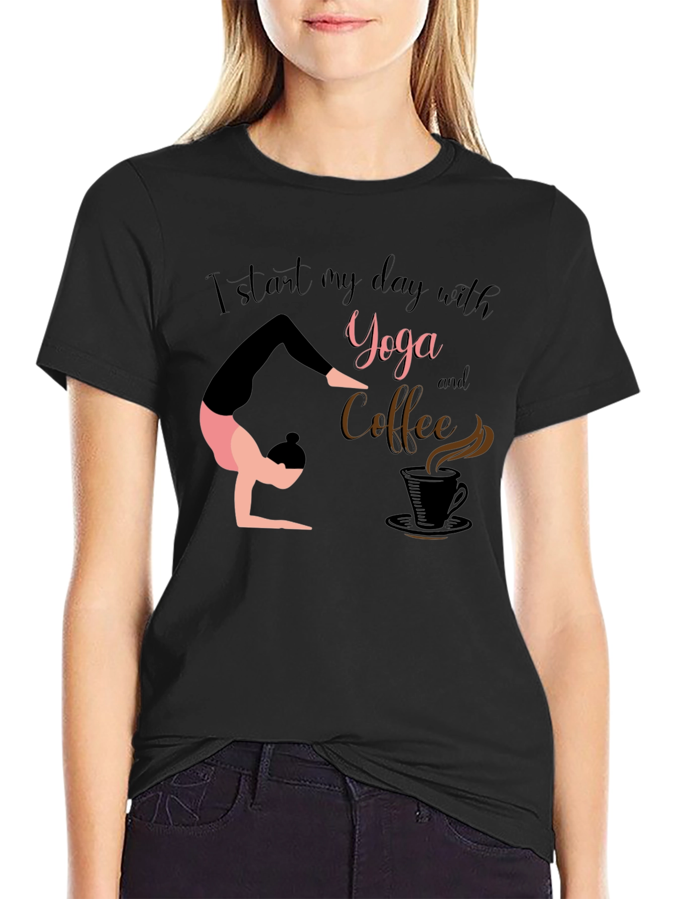 Yoga & Coffee T-Shirt - Start Your Day Right!