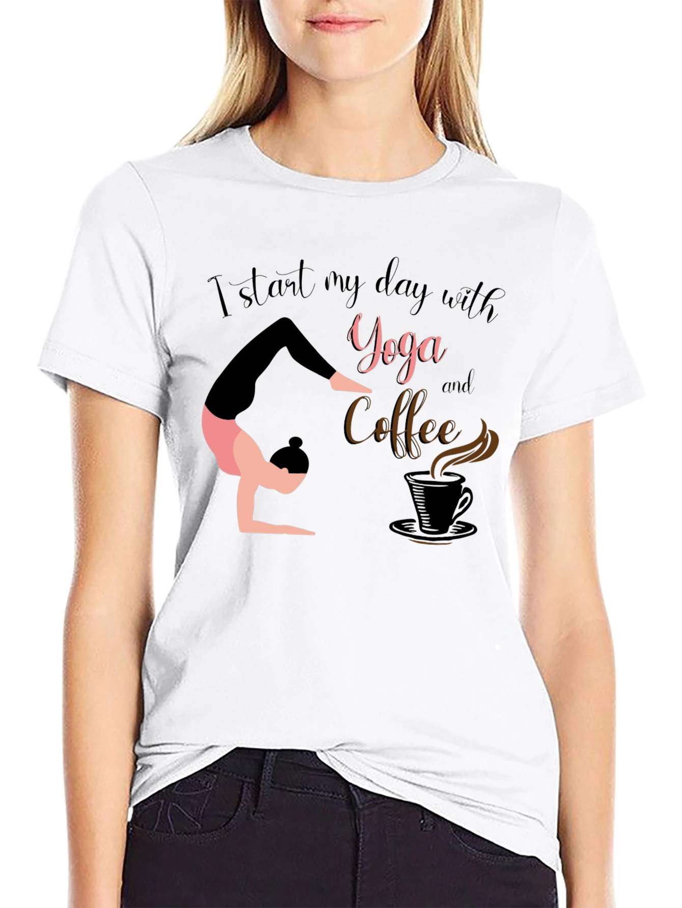 Yoga & Coffee T-Shirt - Start Your Day Right!