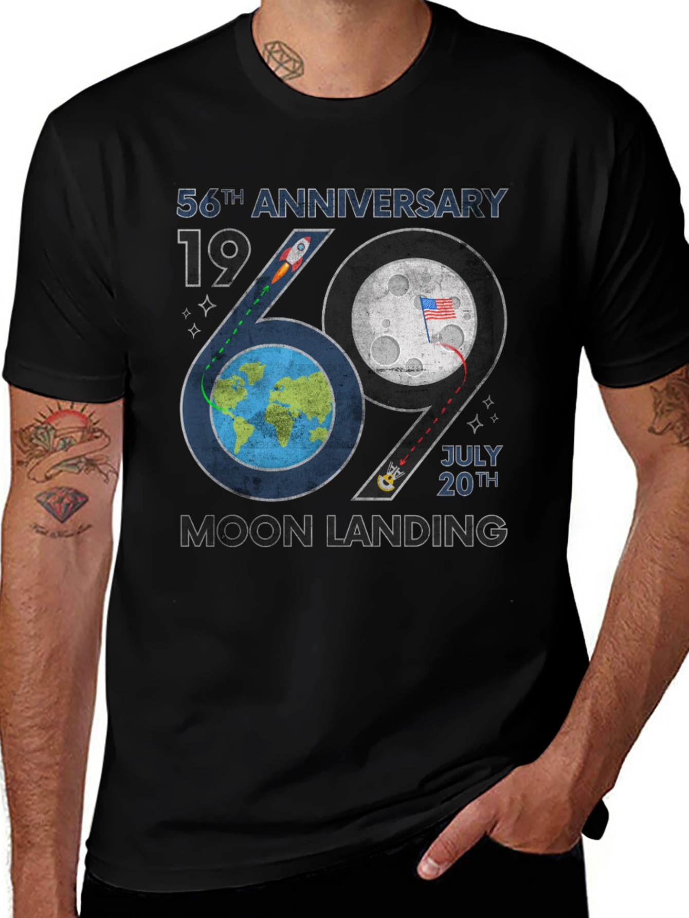 Moon Landing 56th Anniversary Graphic T-Shirt
