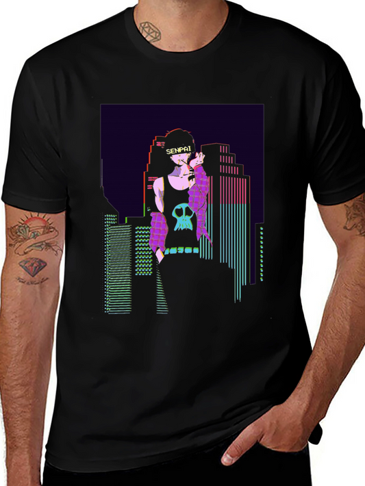 Senpai Anime Vaporwave Graphic T-Shirt