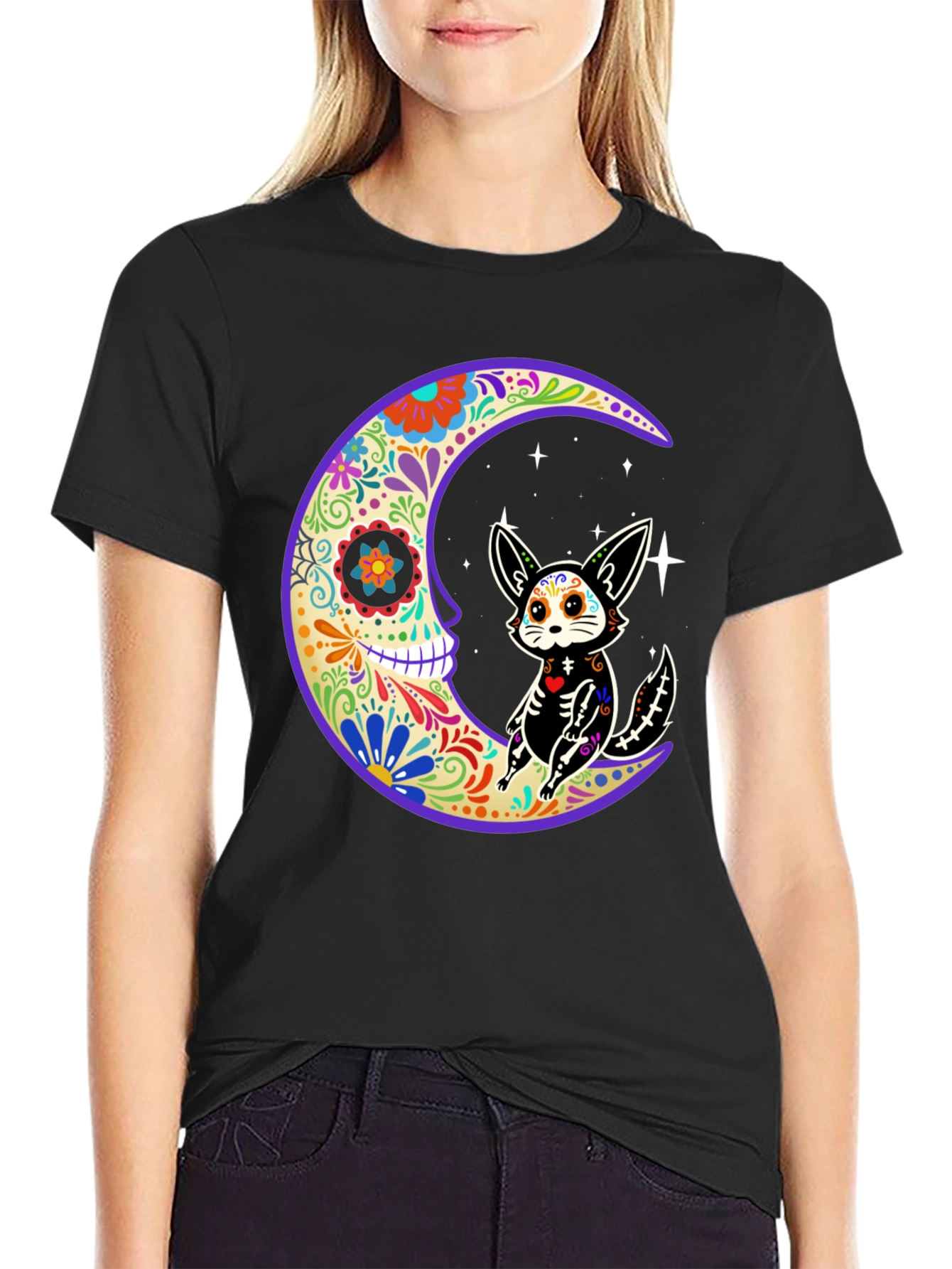 Sugar Skull Moon & Cat T-Shirt