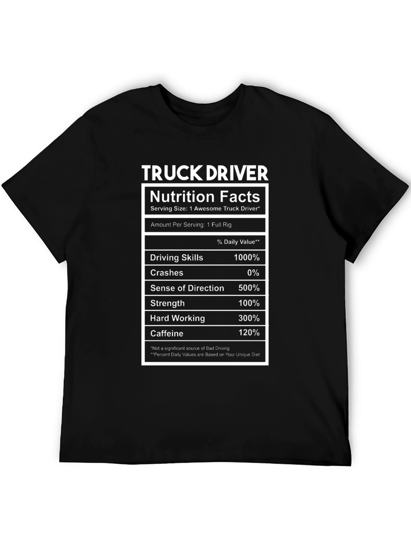Truck Driver Nutrition Facts T-Shirt Funny