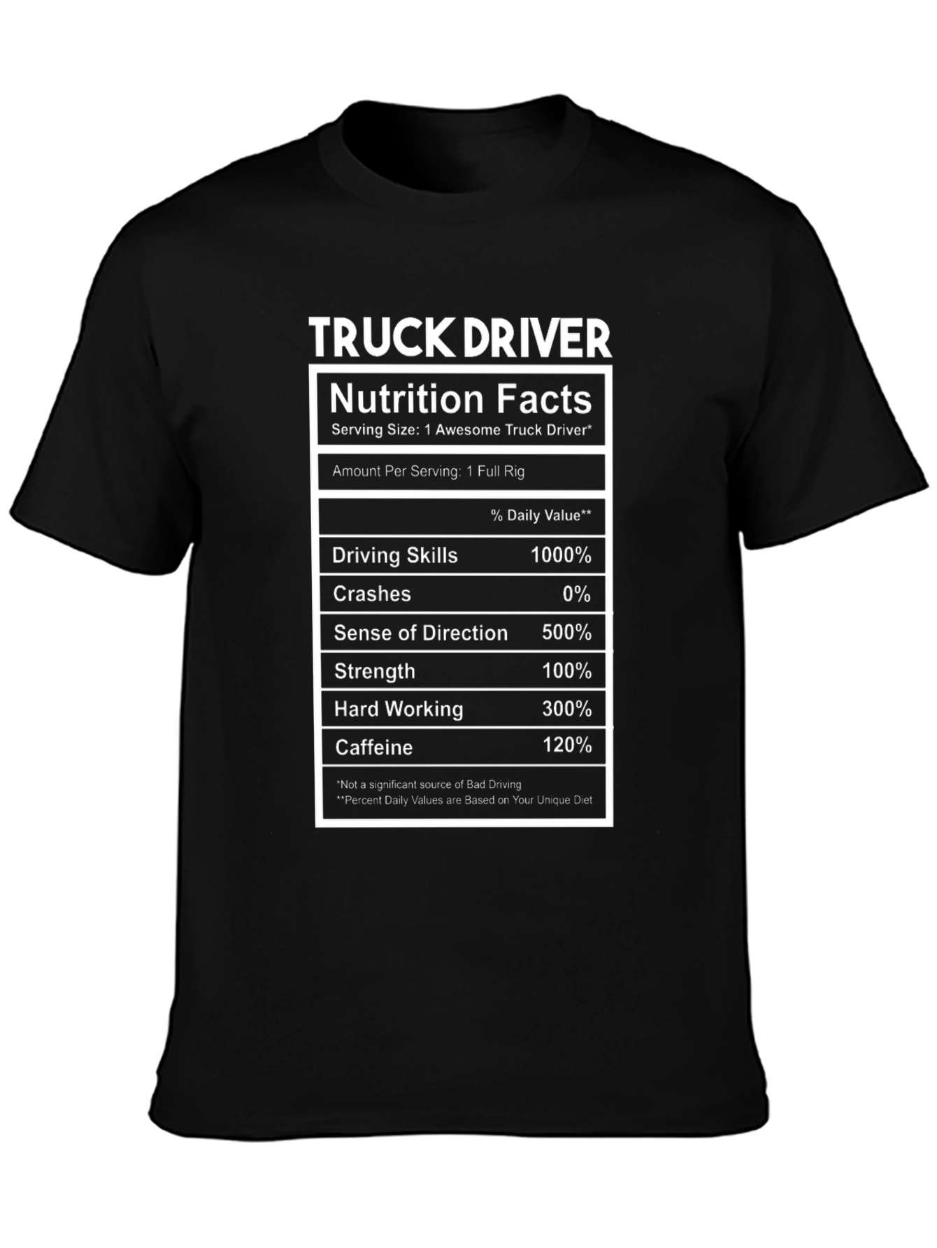 Truck Driver Nutrition Facts T-Shirt Funny