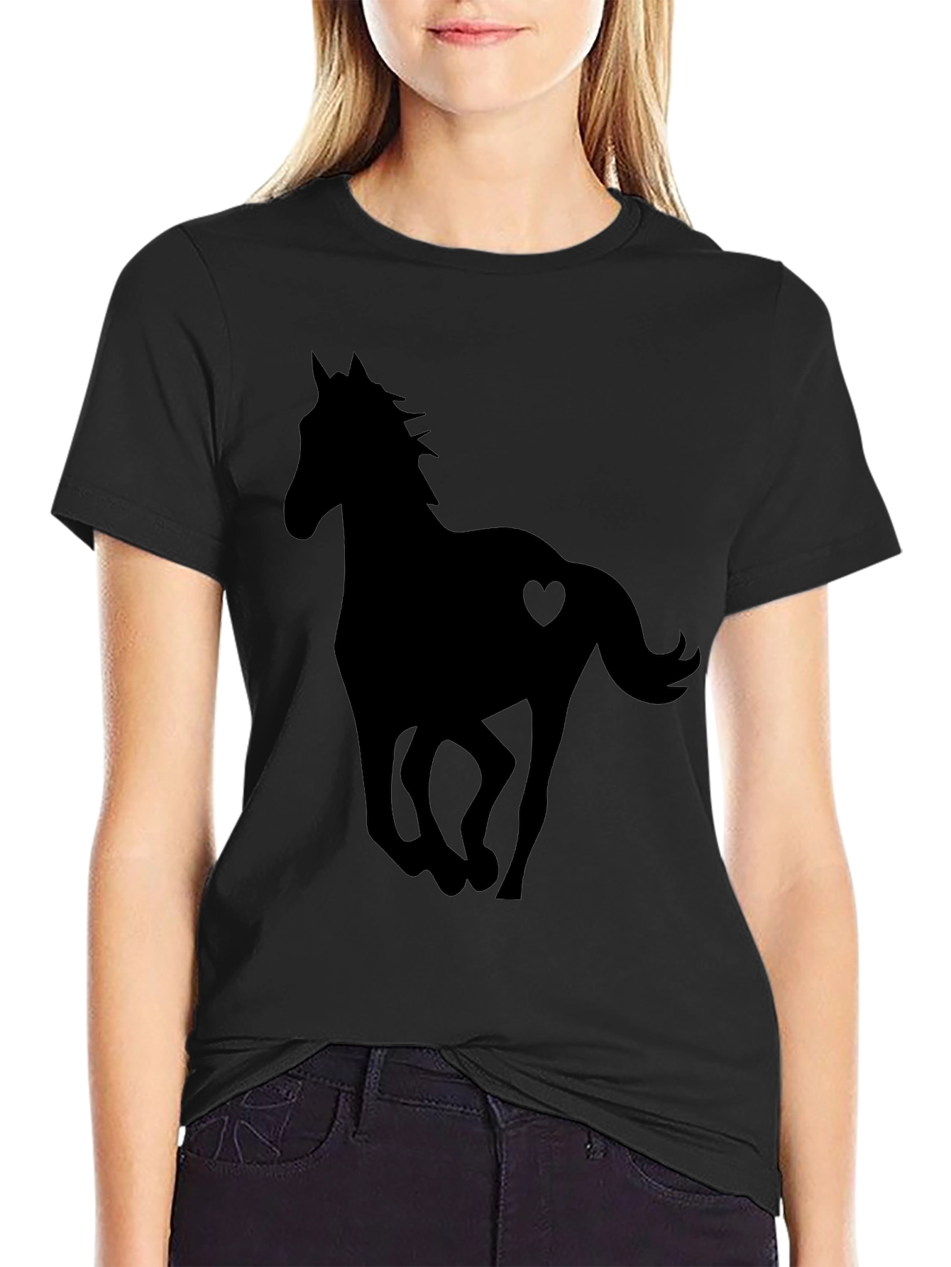 Horse Heart Silhouette Black T-Shirt