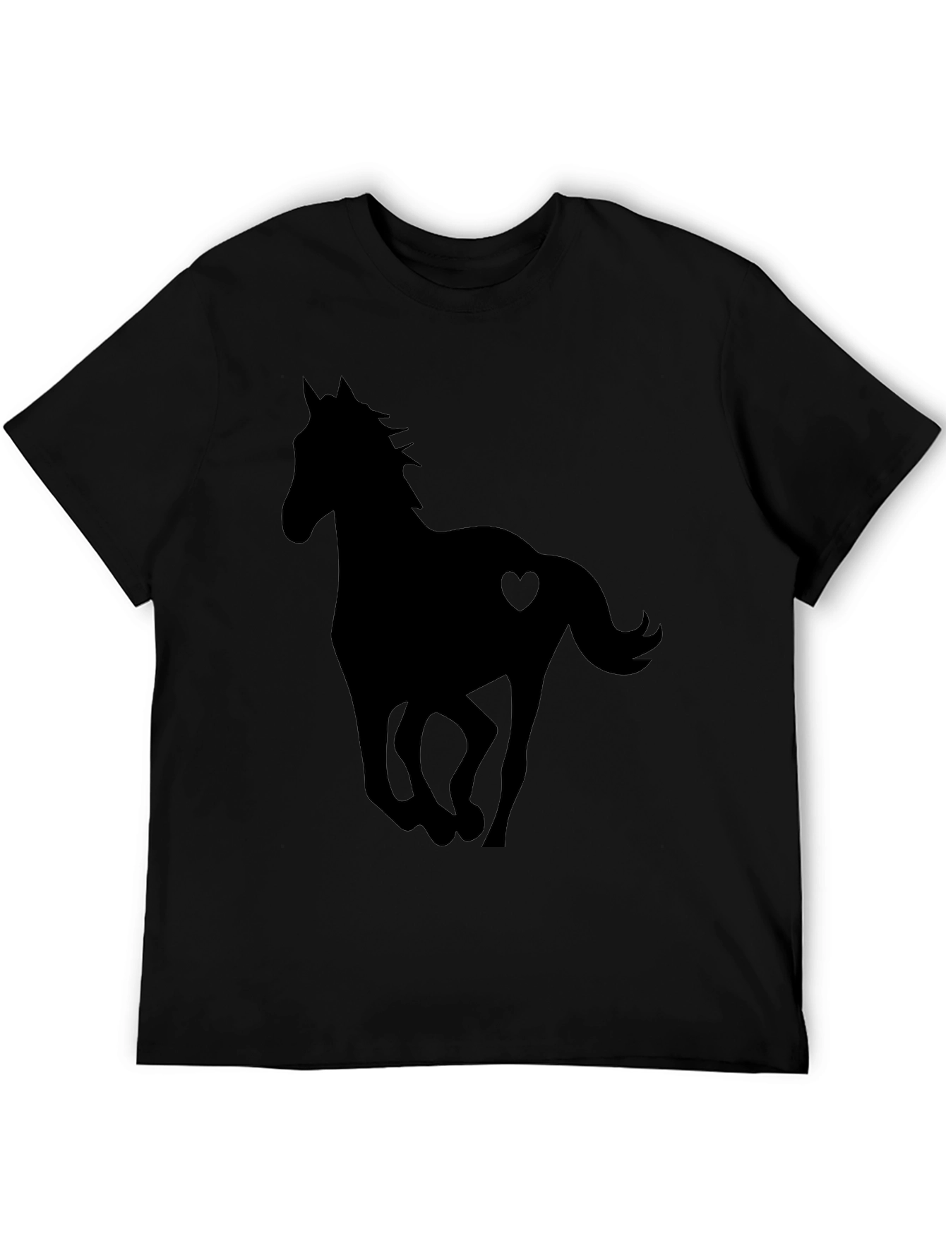Horse Heart Silhouette Black T-Shirt