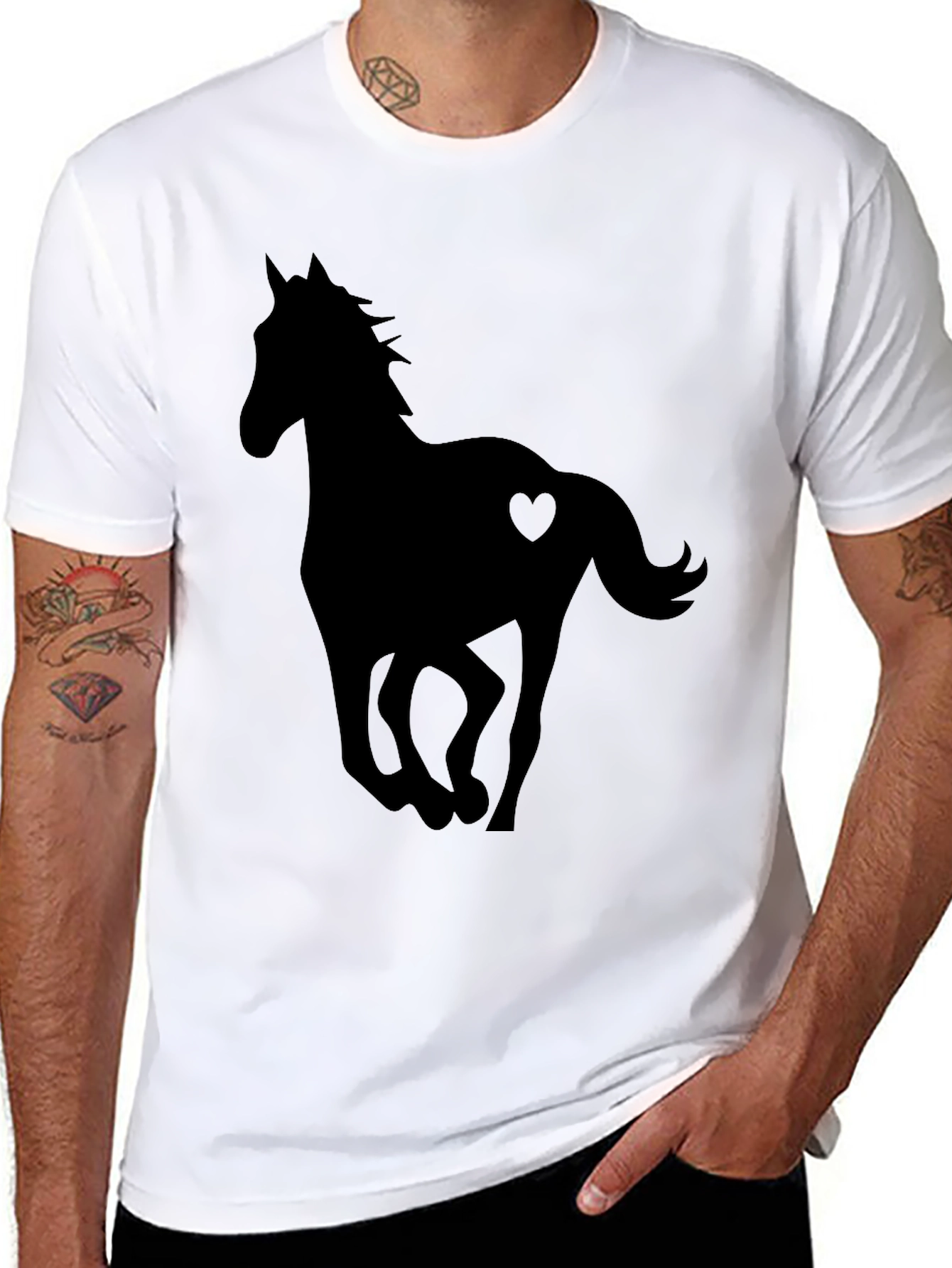 Horse Heart Silhouette Black T-Shirt