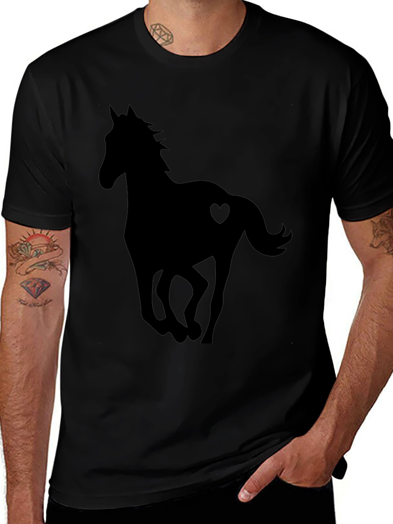 Horse Heart Silhouette Black T-Shirt
