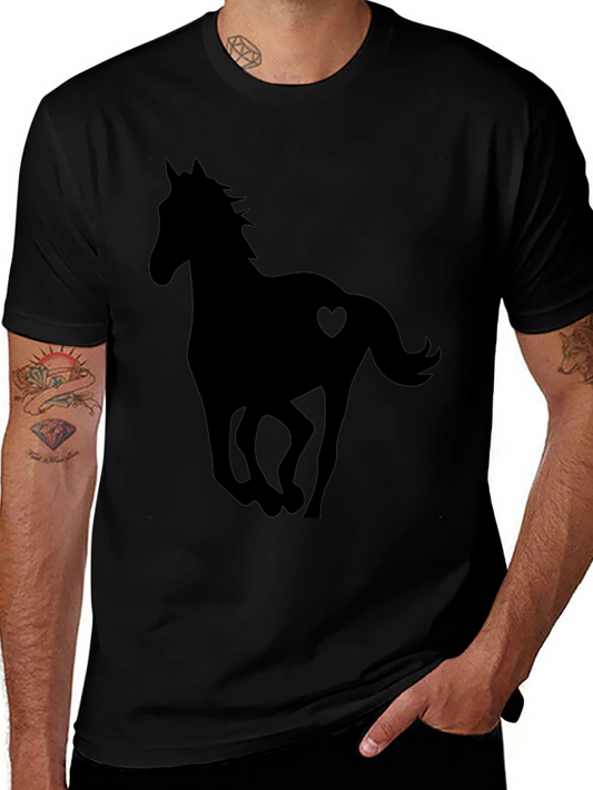 Horse Heart Silhouette Black T-Shirt