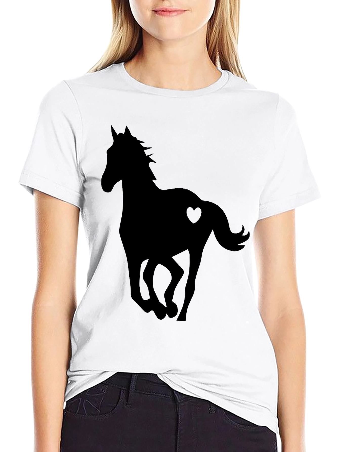 Horse Heart Silhouette Black T-Shirt