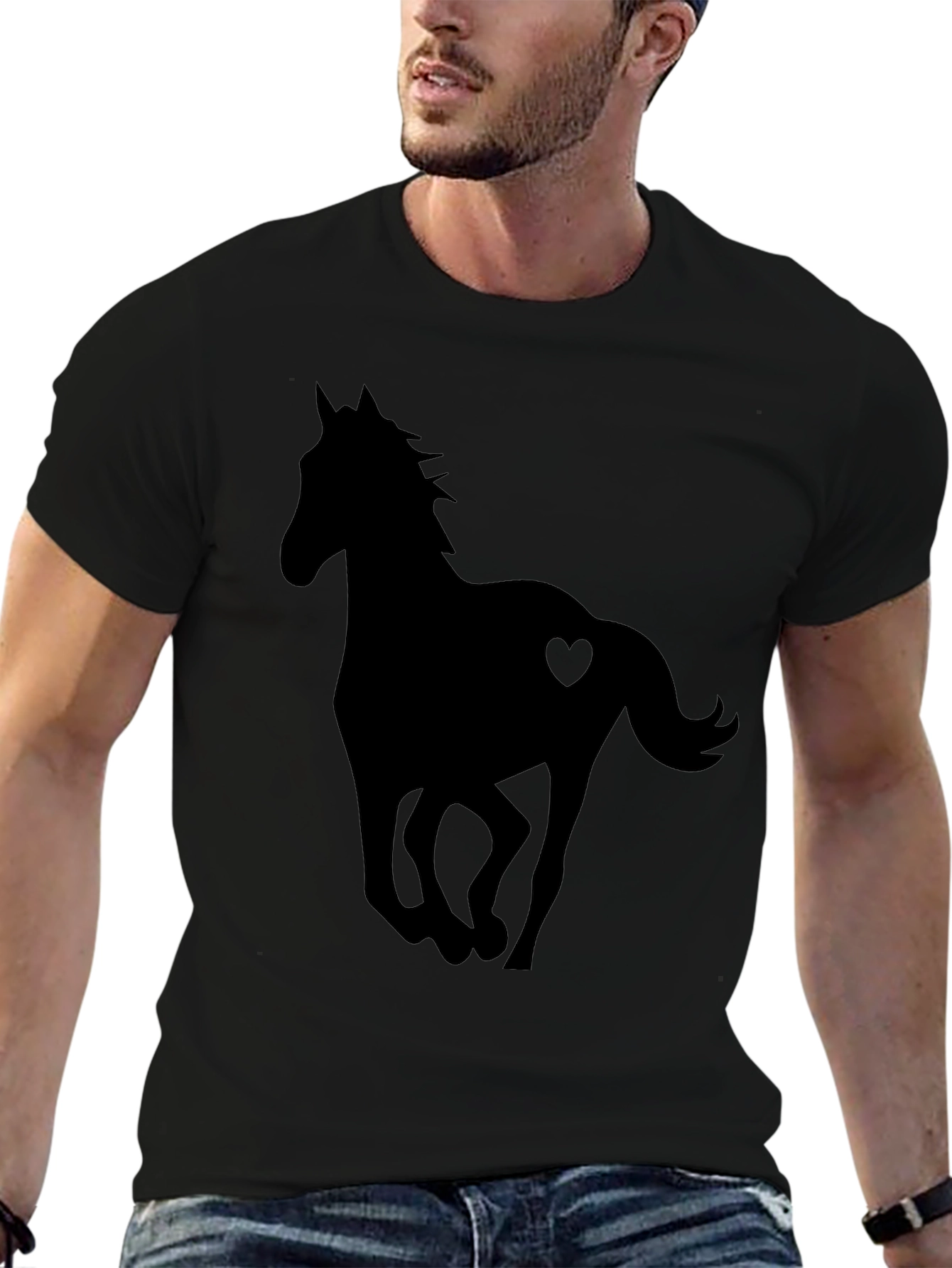 Horse Heart Silhouette Black T-Shirt