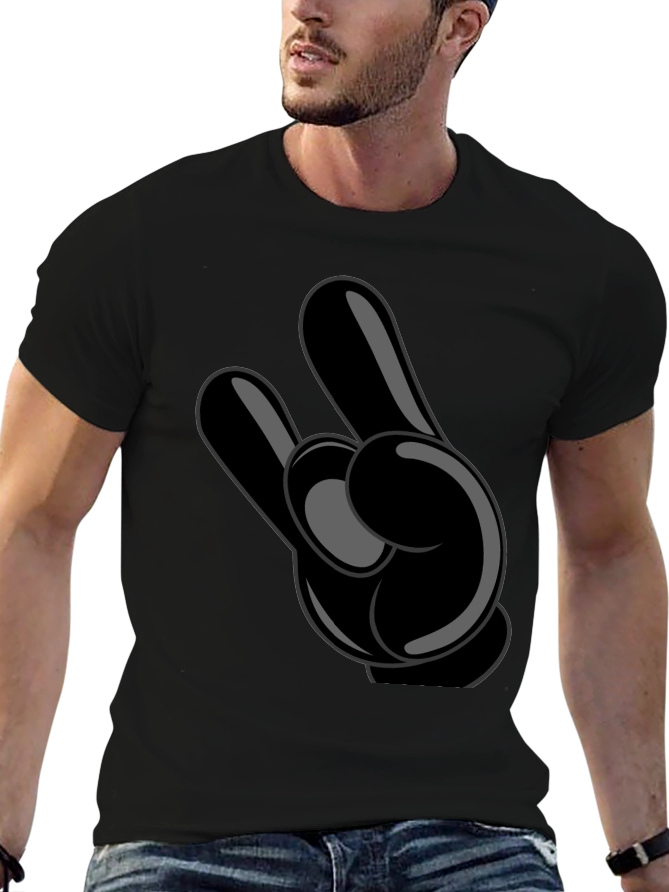 Cartoon Hand Graphic Black T-Shirt