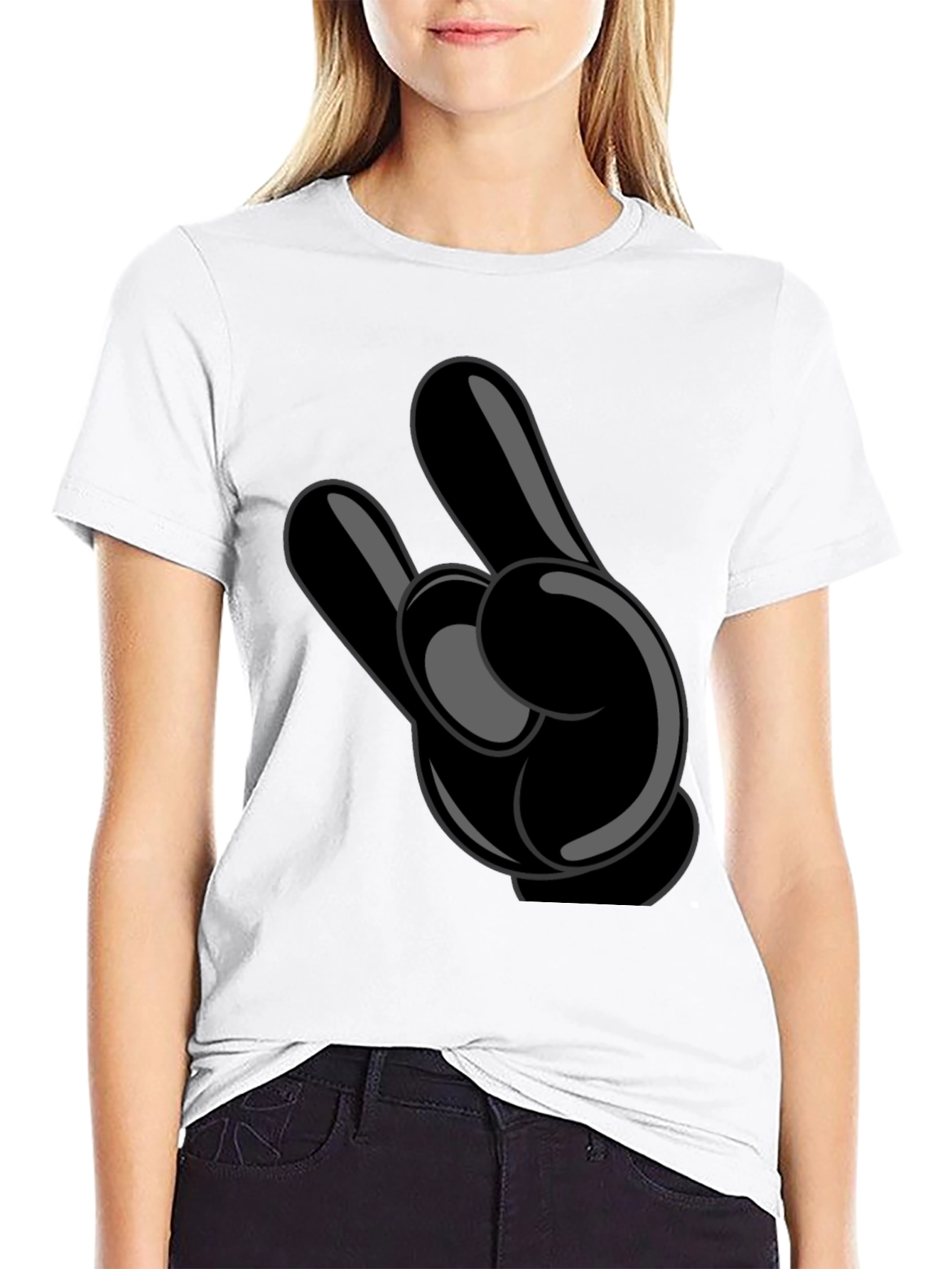 Cartoon Hand Graphic Black T-Shirt