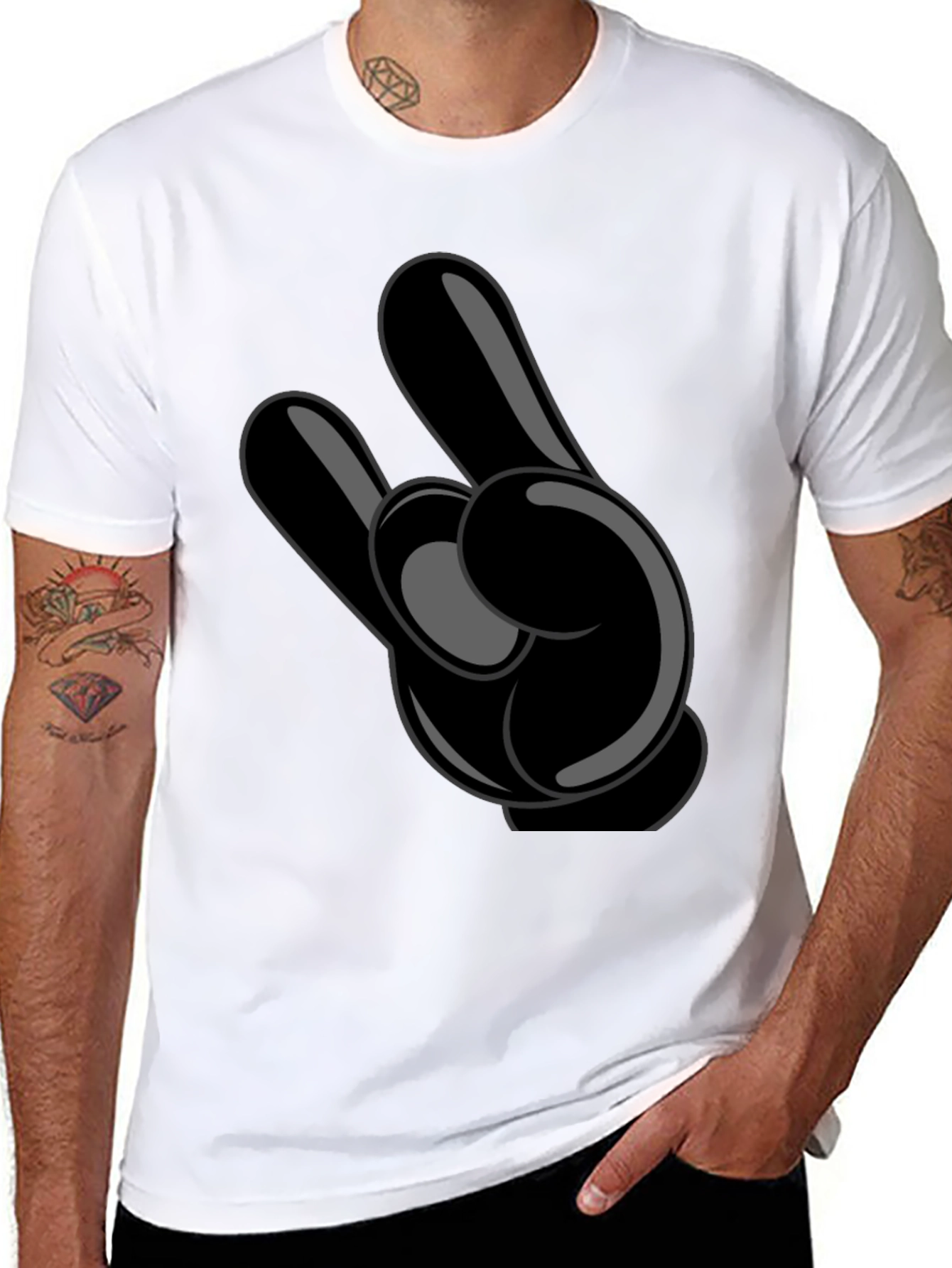 Cartoon Hand Graphic Black T-Shirt