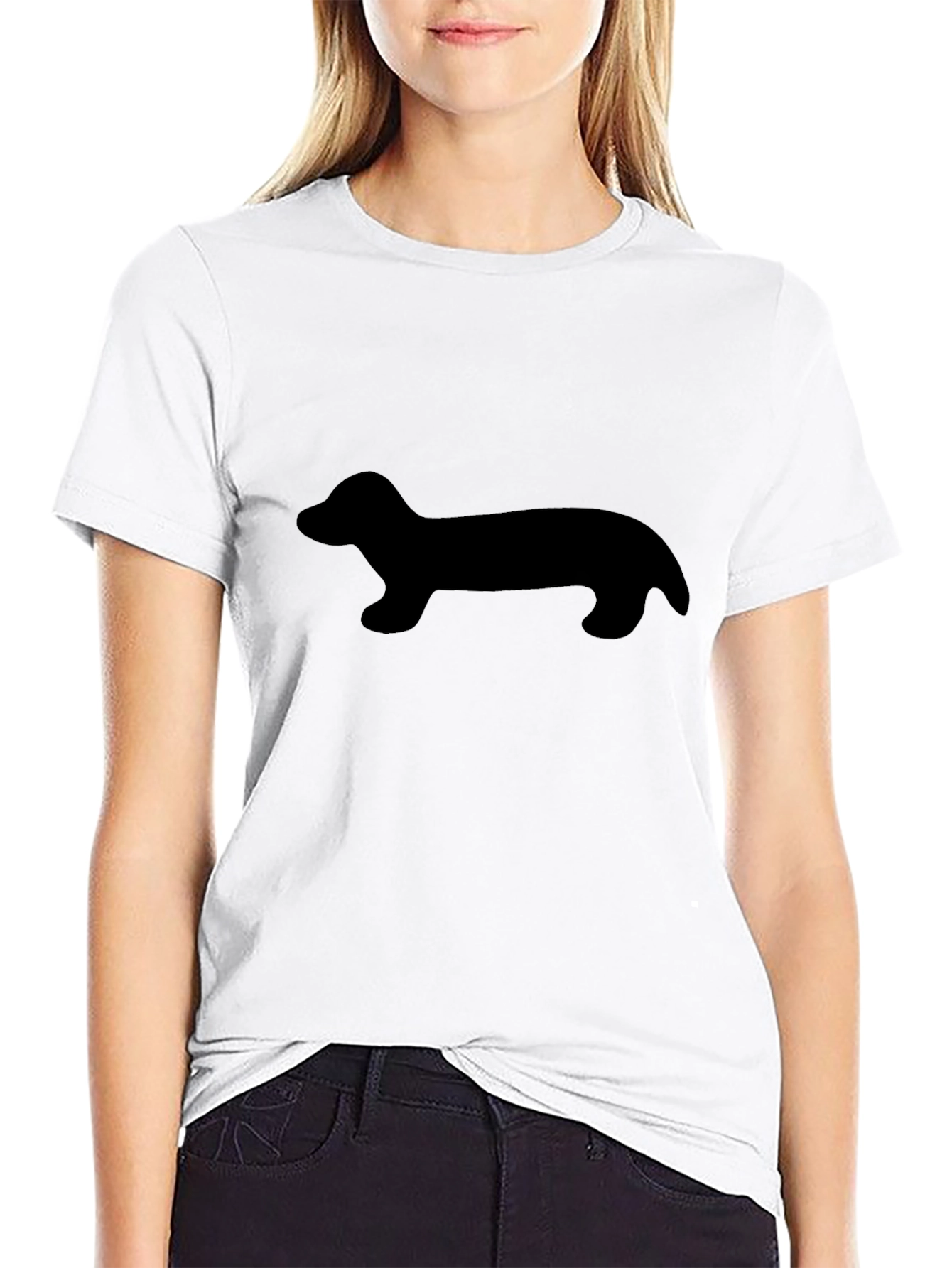 Dachshund Silhouette Black T-Shirt