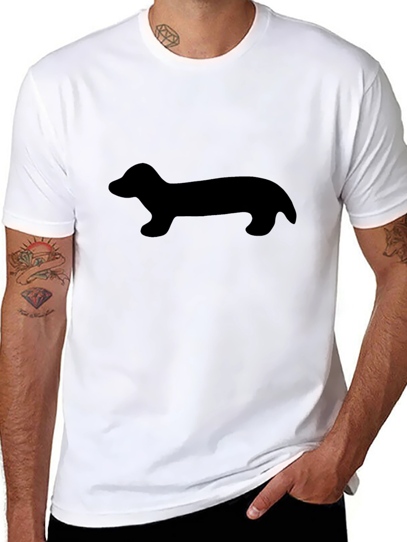 Dachshund Silhouette Black T-Shirt