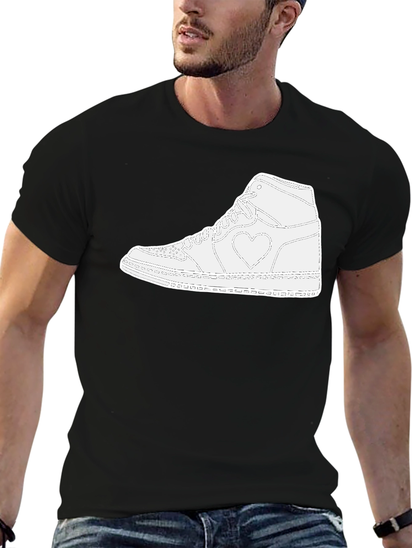 Heart Sneaker Graphic Tee - Black