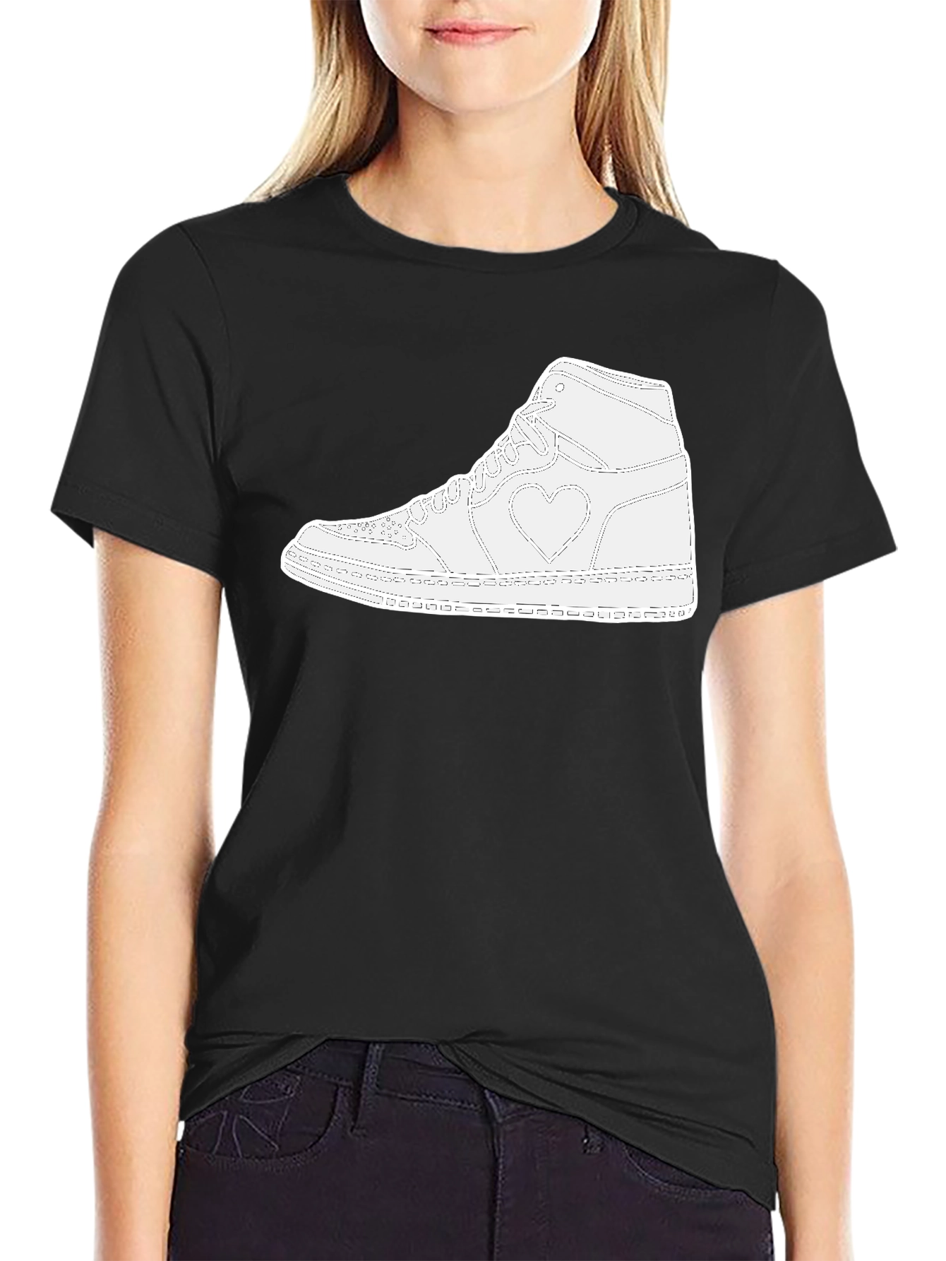 Heart Sneaker Graphic Tee - Black