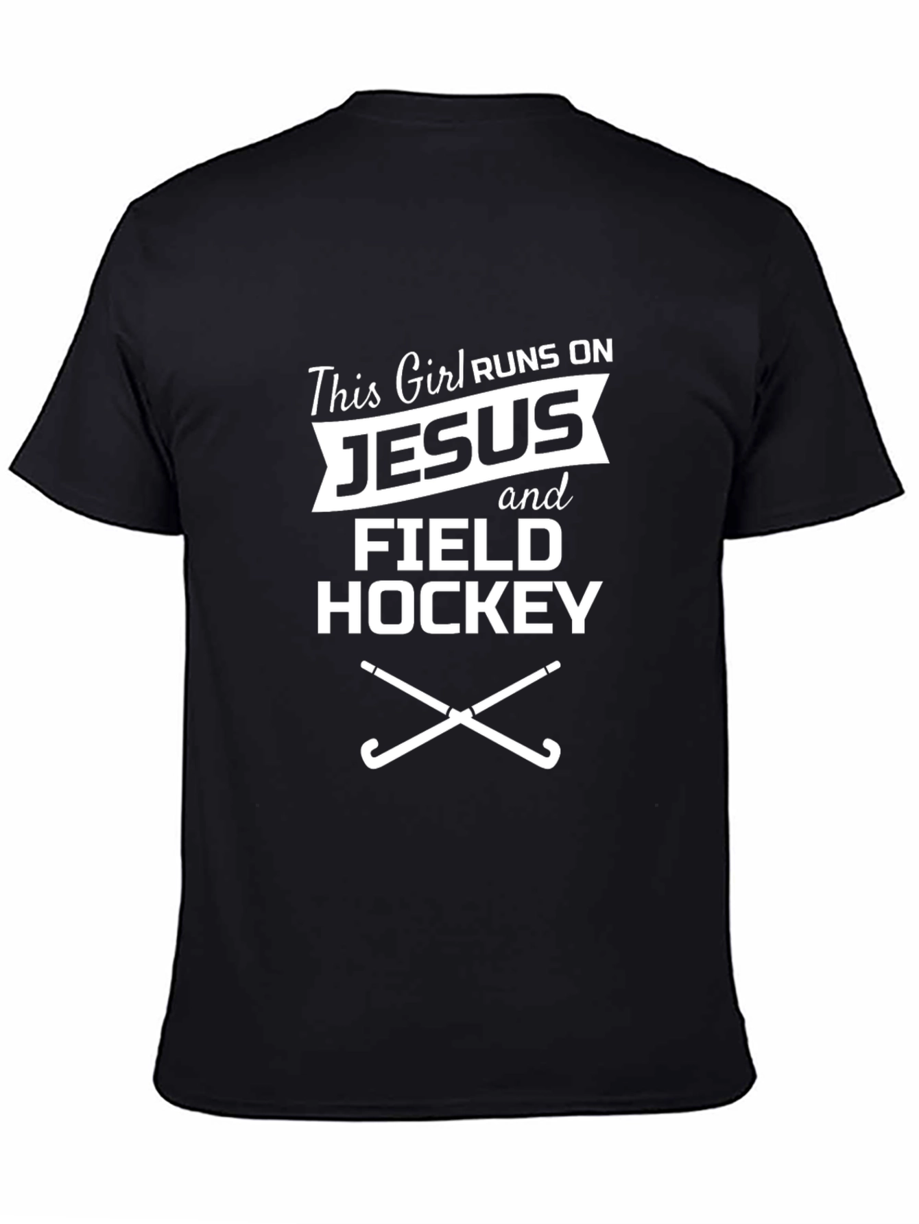 Runs on Jesus and Field Hockey Graphic Tee