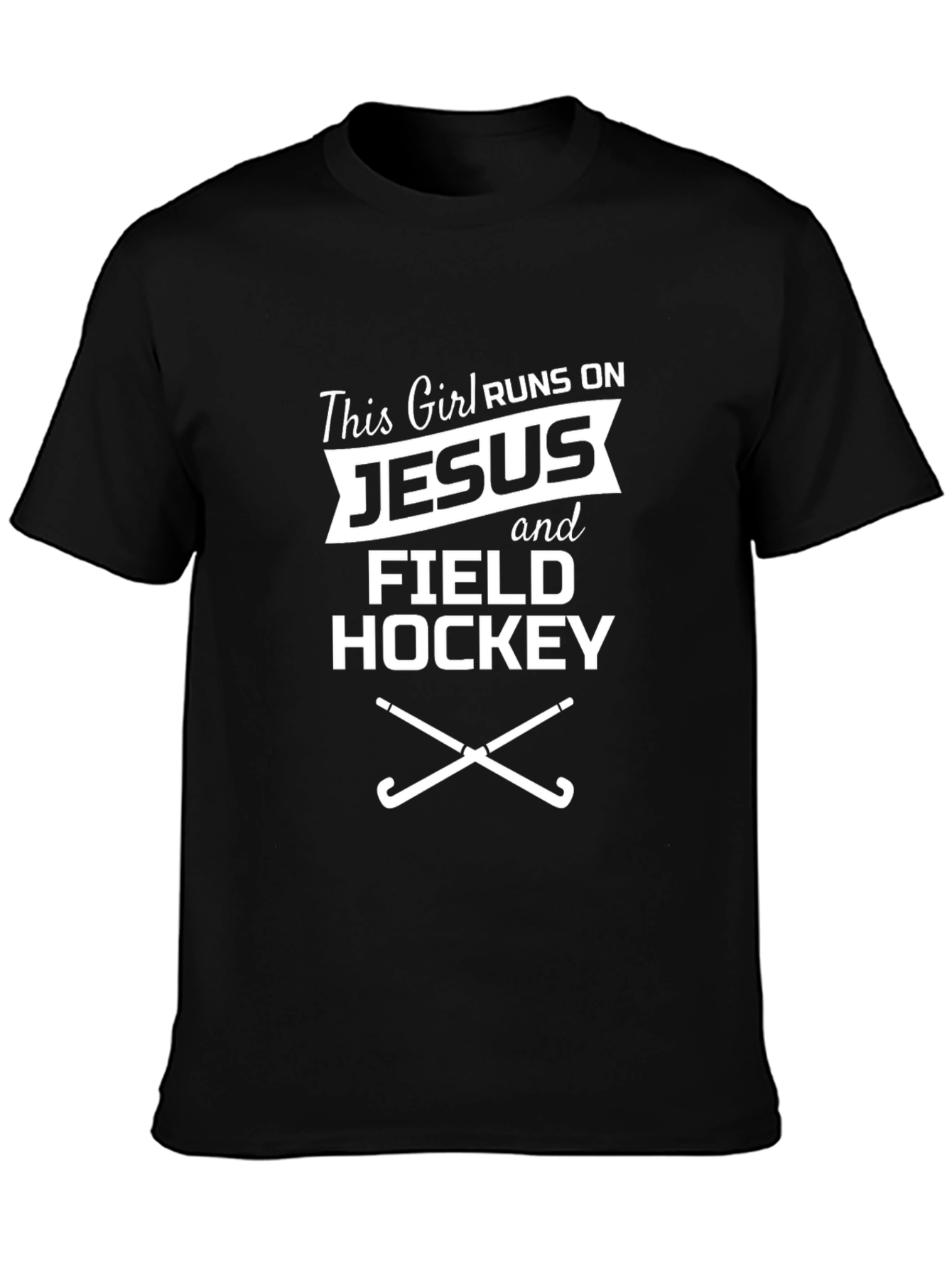 Runs on Jesus and Field Hockey Graphic Tee
