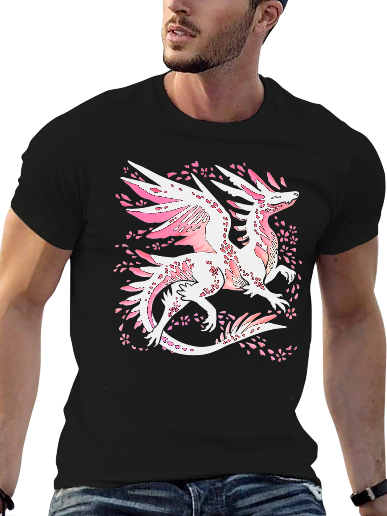 Dragon Cherry Blossom Black T-Shirt