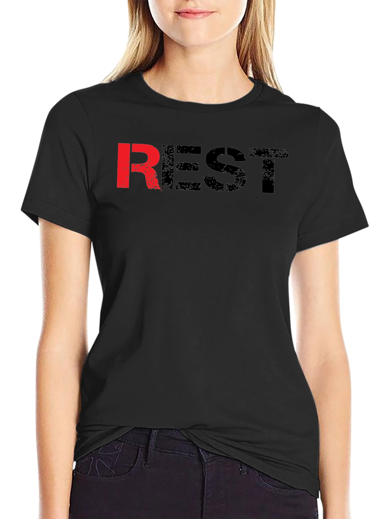Mens Black REST Graphic T-Shirt