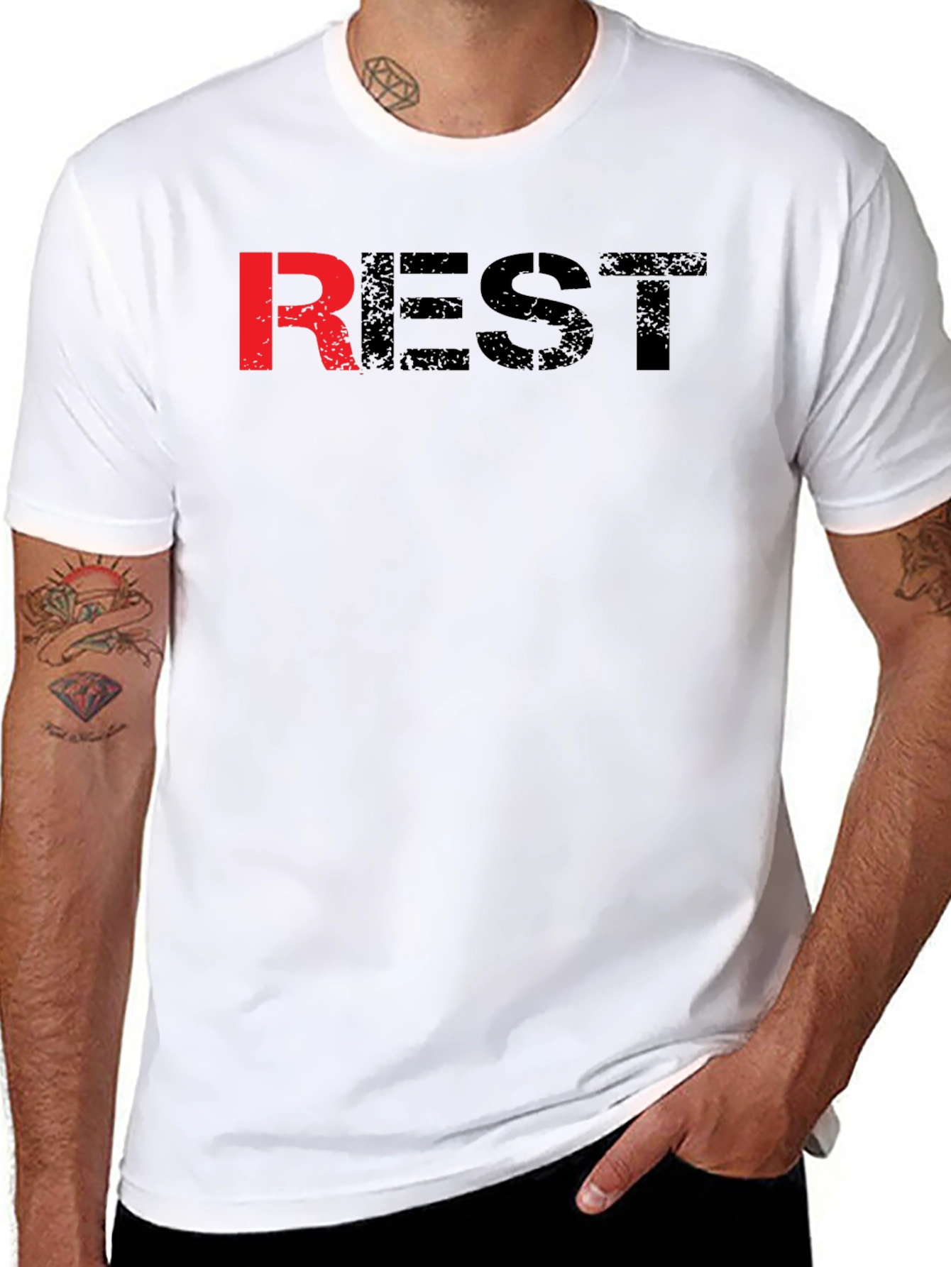 Mens Black REST Graphic T-Shirt