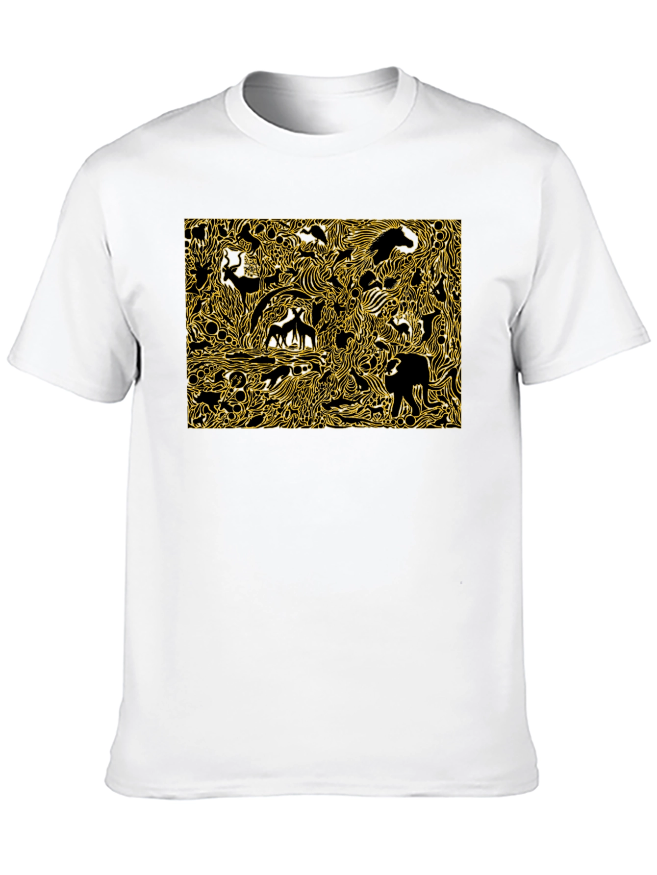 Abstract Animal Print Black Cotton Tee